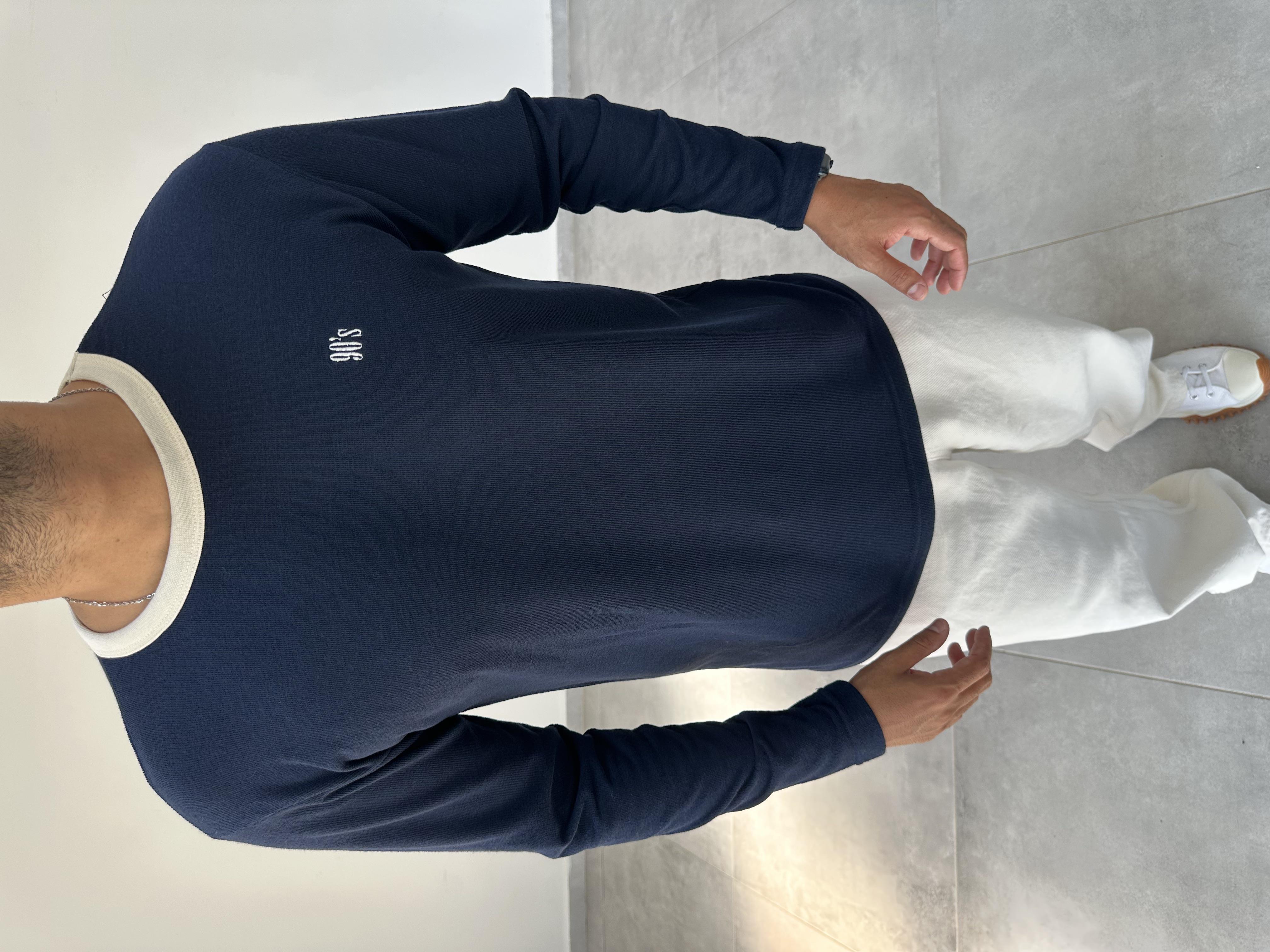 90s Nakış Detaylı Lacivert Renk Retro Sweatshirt
