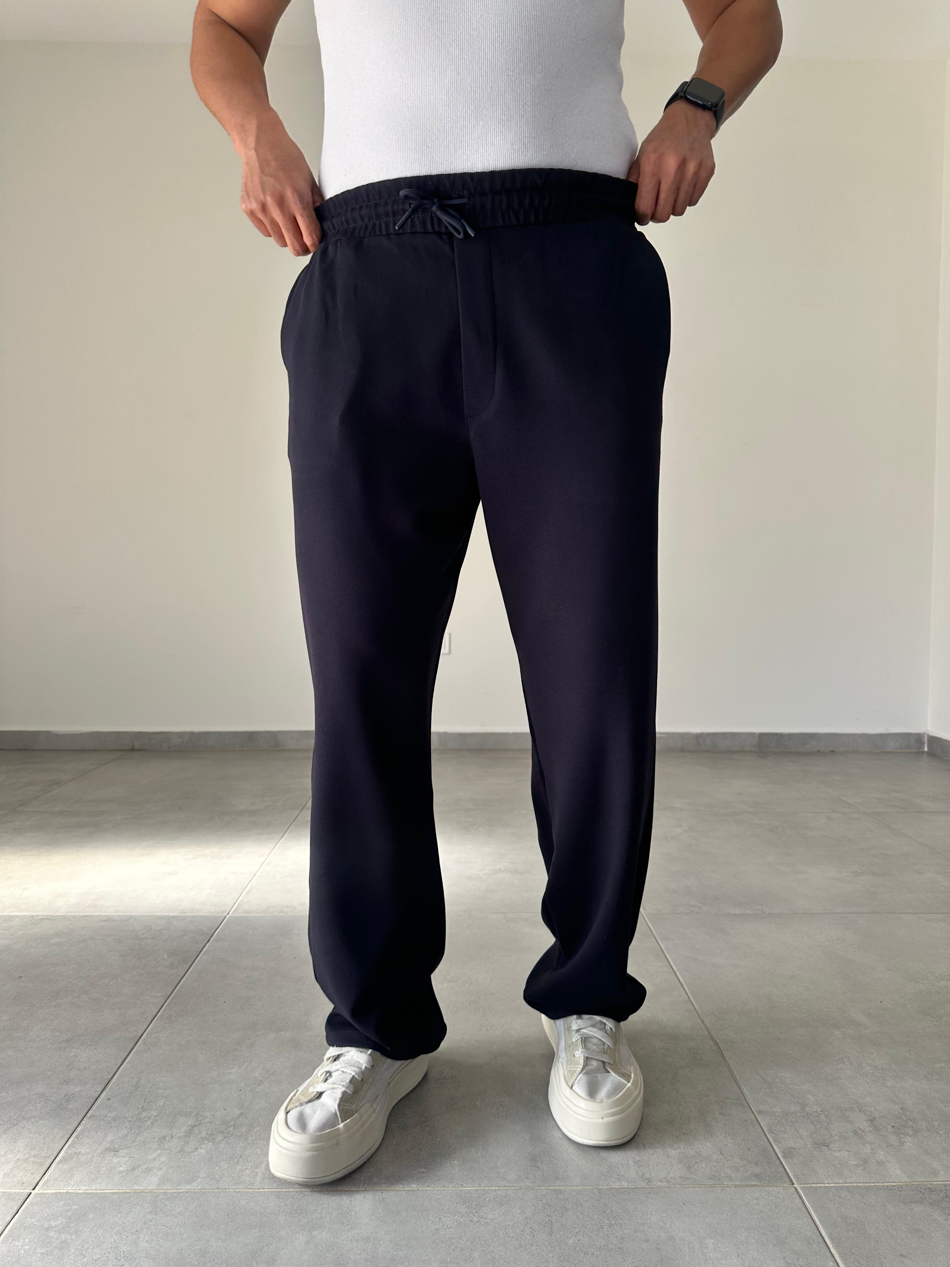 Lacivert Renk Örme Gabardin Baggy Pantolon