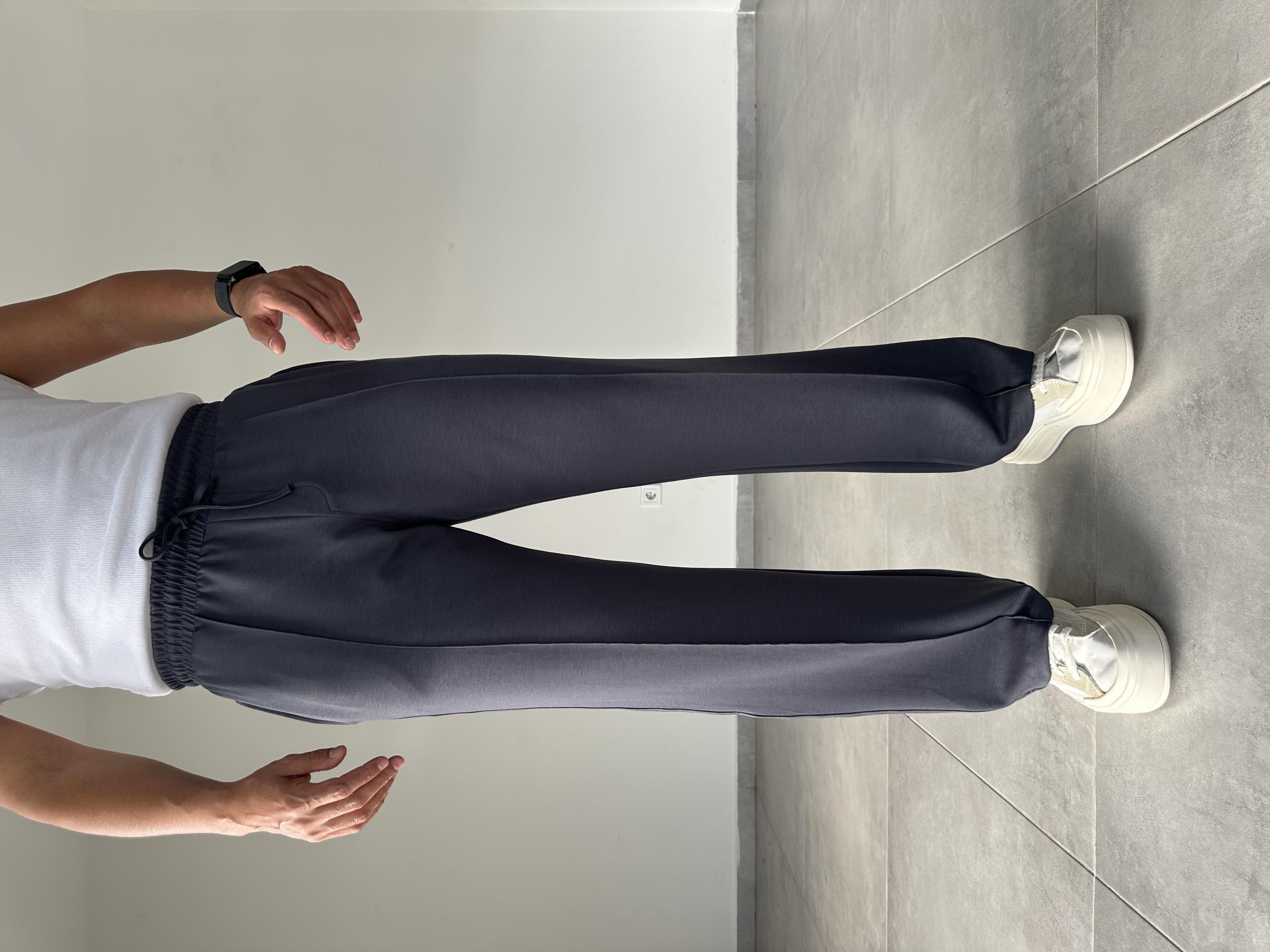 Antrasit Renk Modal Kumaş Ön Kısmı Çımalı Basic Baggy Pantolon