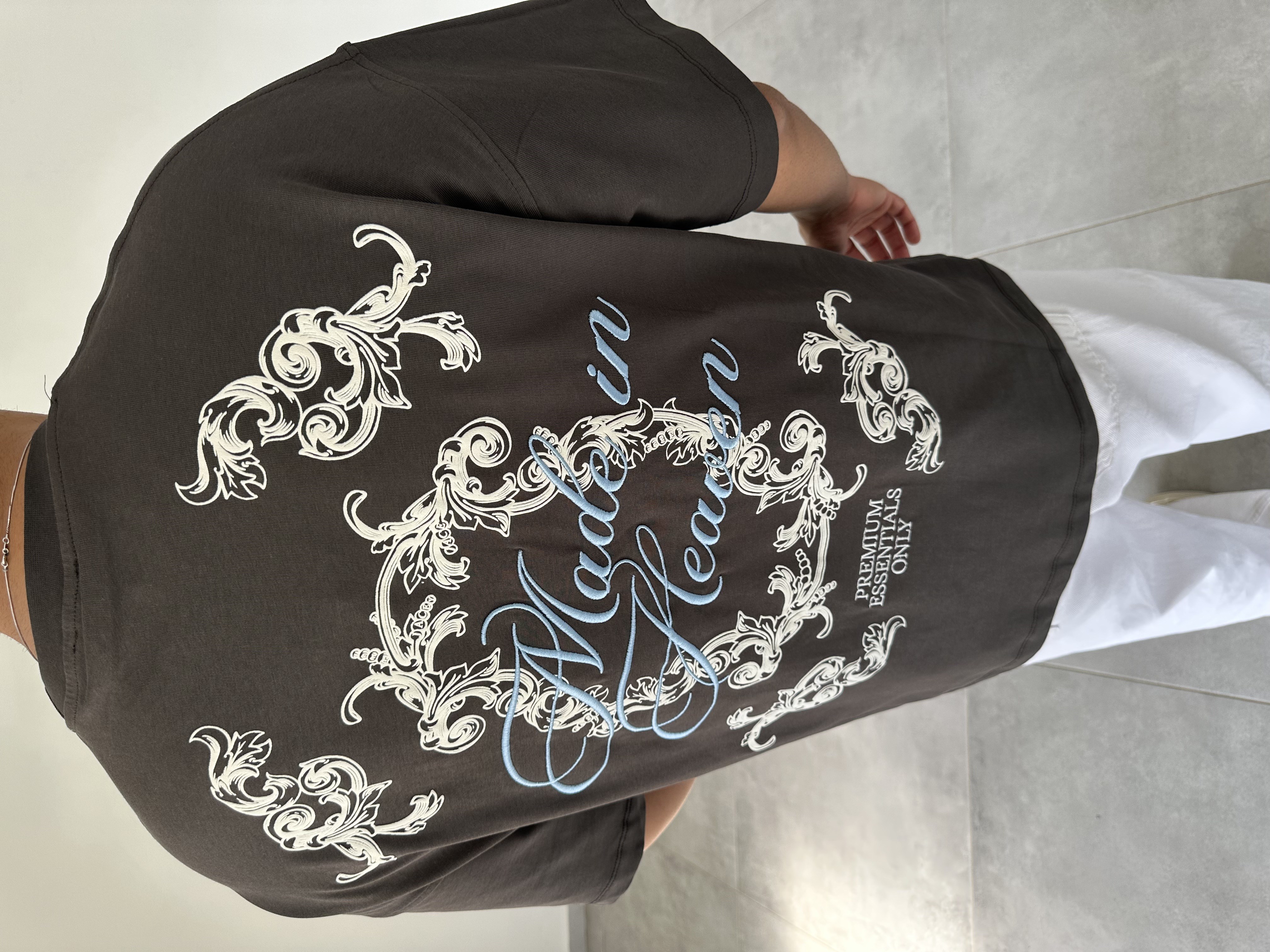 Füme Renk  Made İn Heaven Nakış Ve Baskılı Oversize T-Shirt