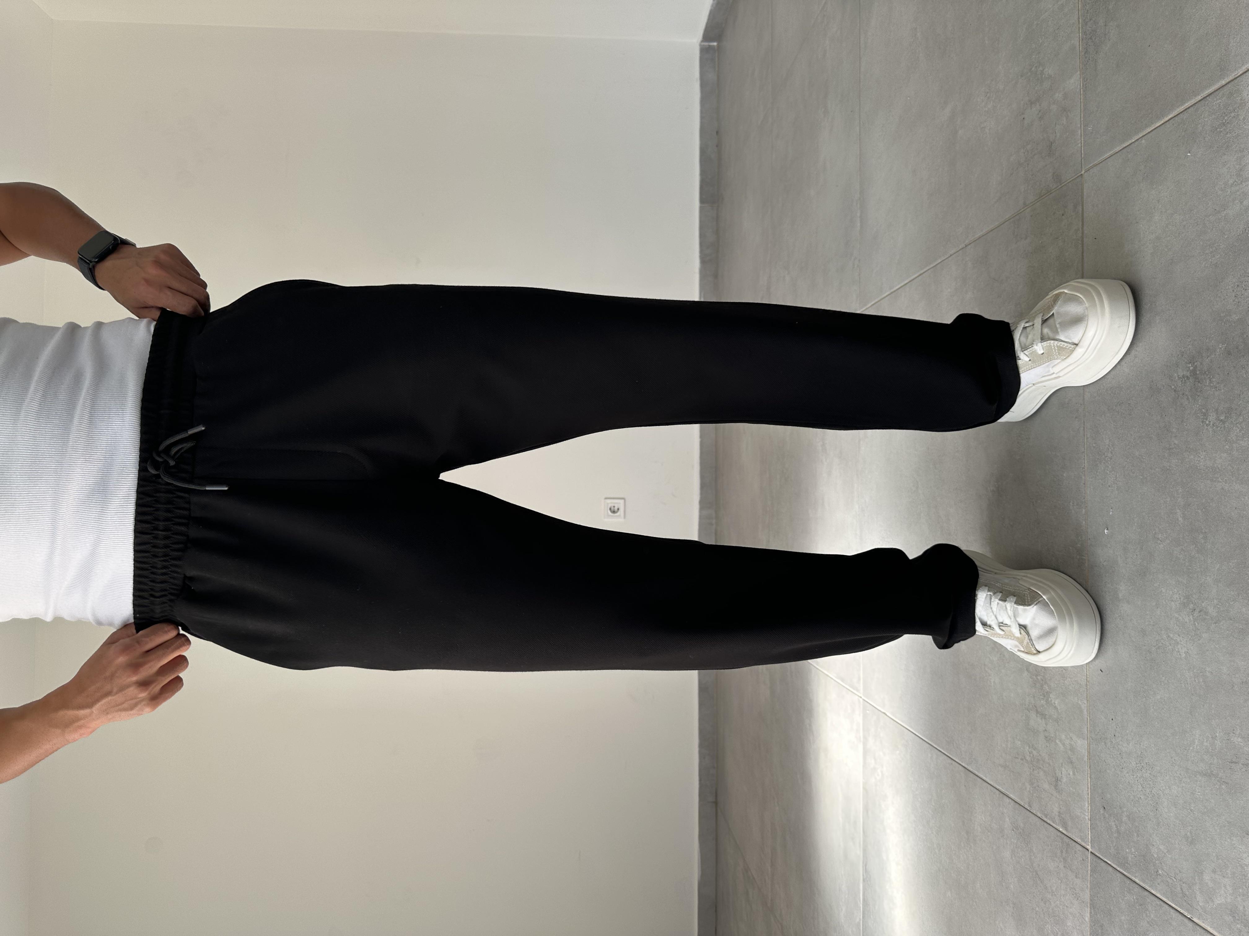 Siyah Renk Örme Gabardin Baggy Pantolon