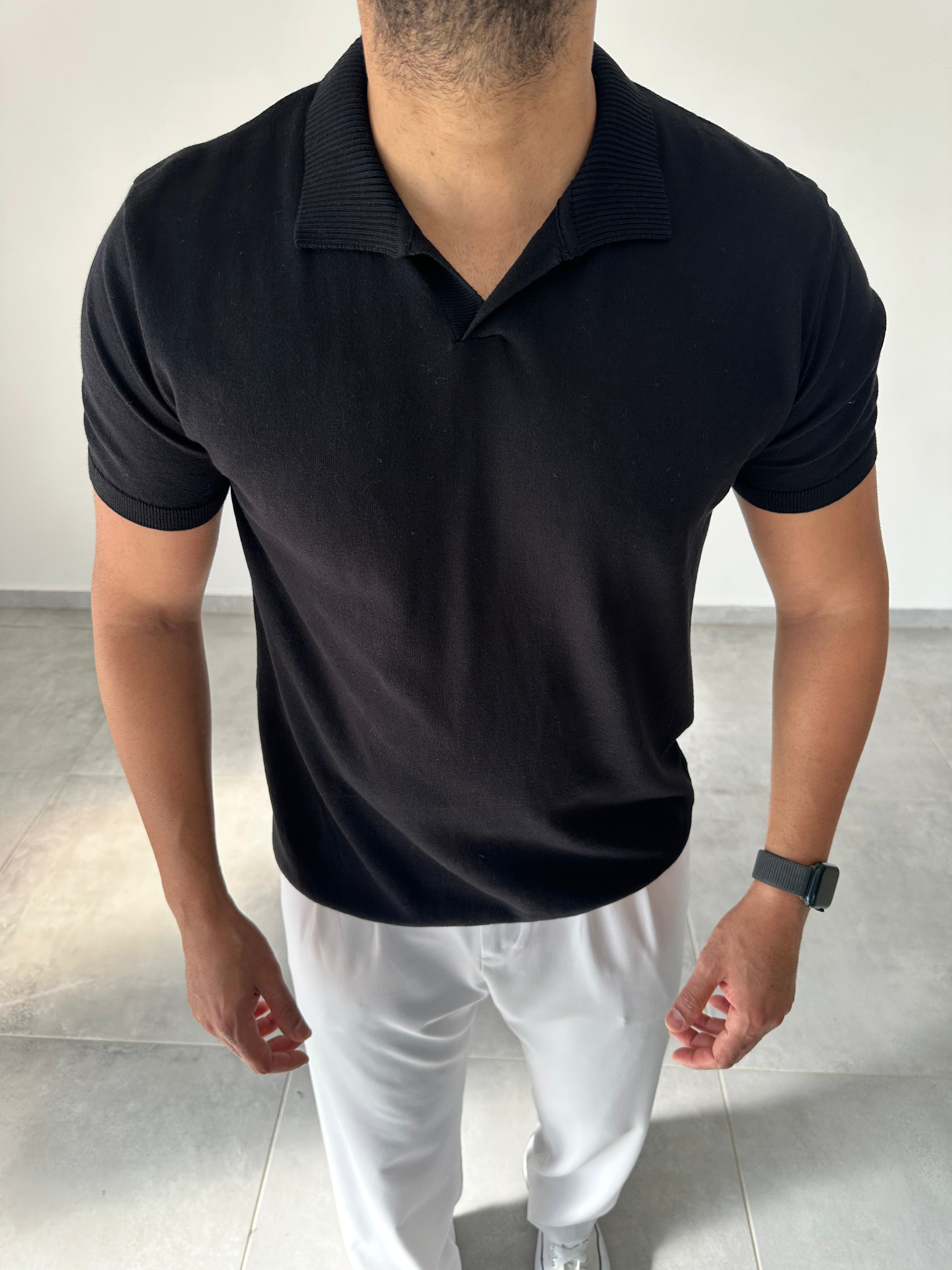 Polo Yaka Siyah Renk Triko T-Shirt