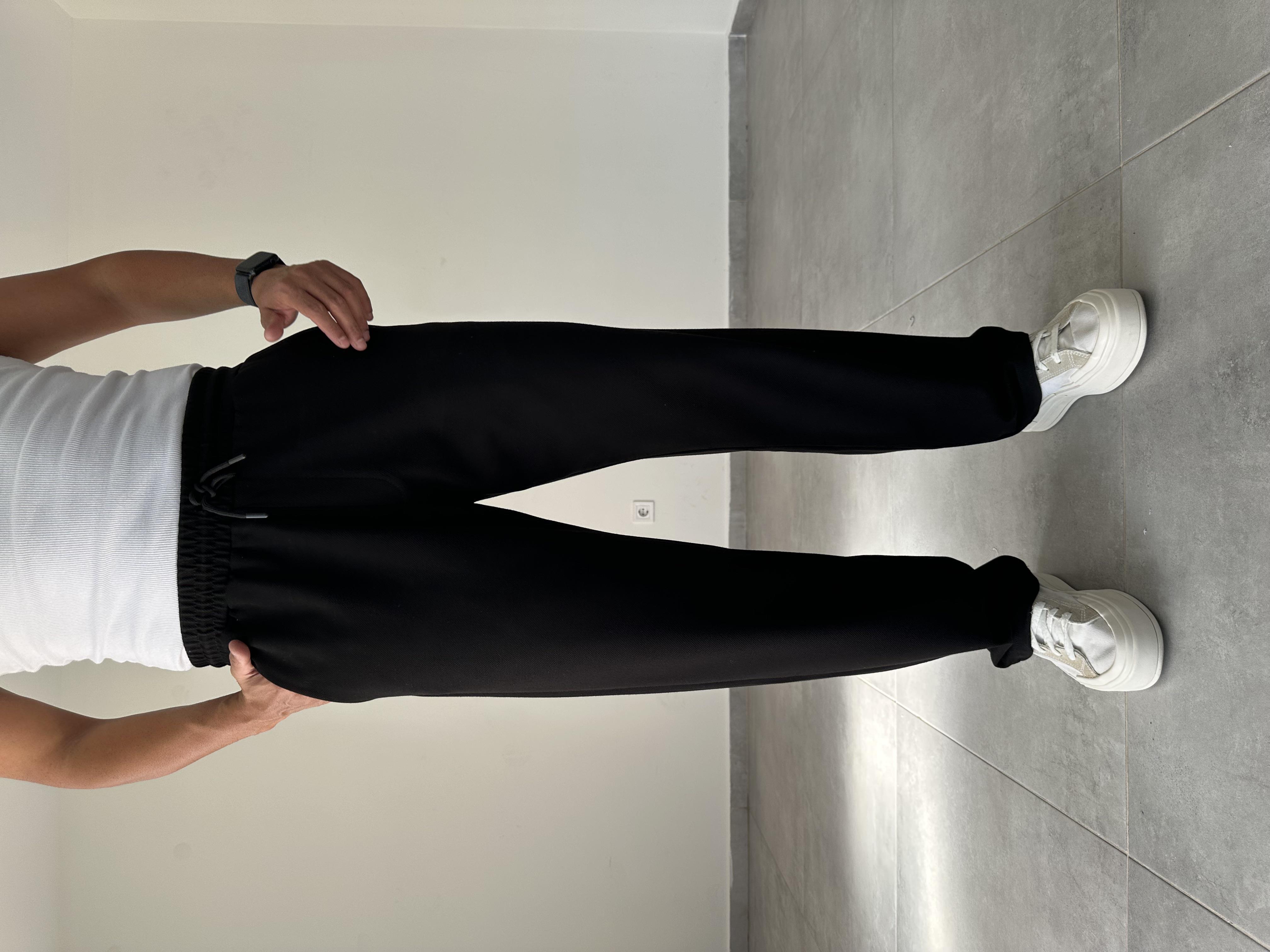 Siyah Renk Örme Gabardin Baggy Pantolon