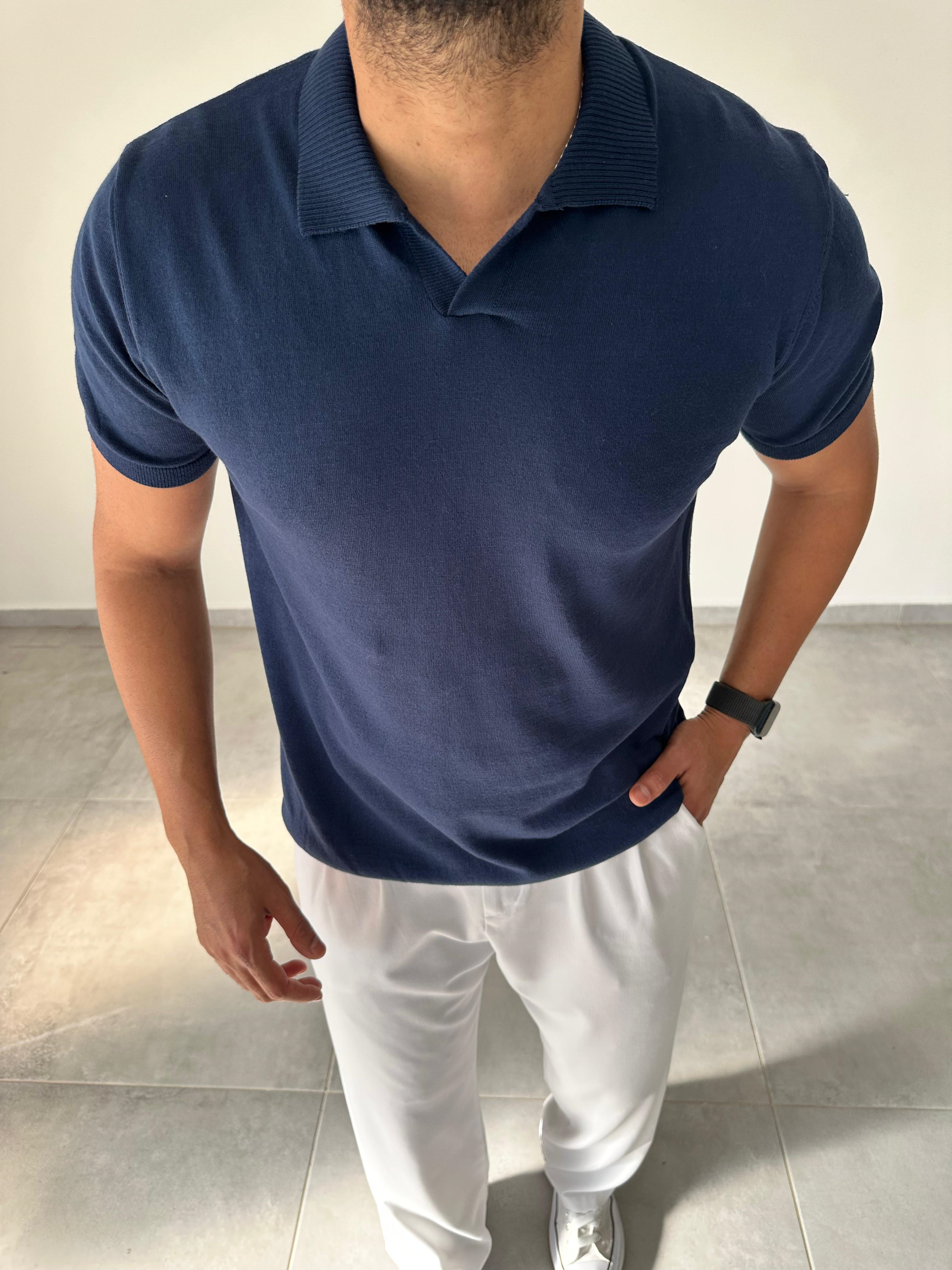 Polo Yaka Lacivert Renk Triko T-Shirt