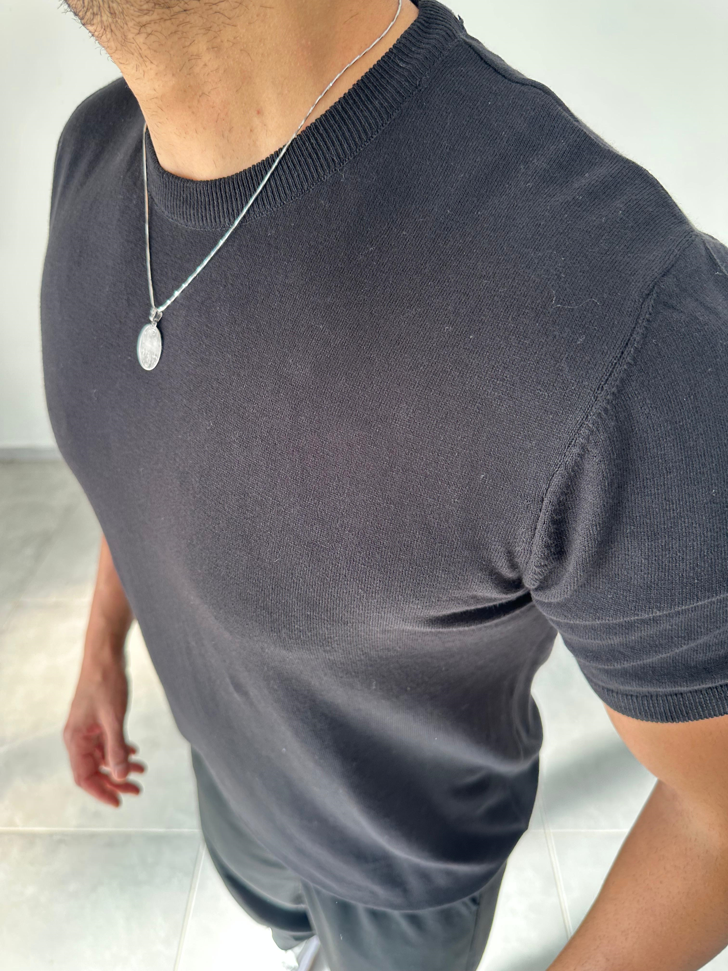 Siyah Renk Premium Kalite Basic Triko T-Shirt