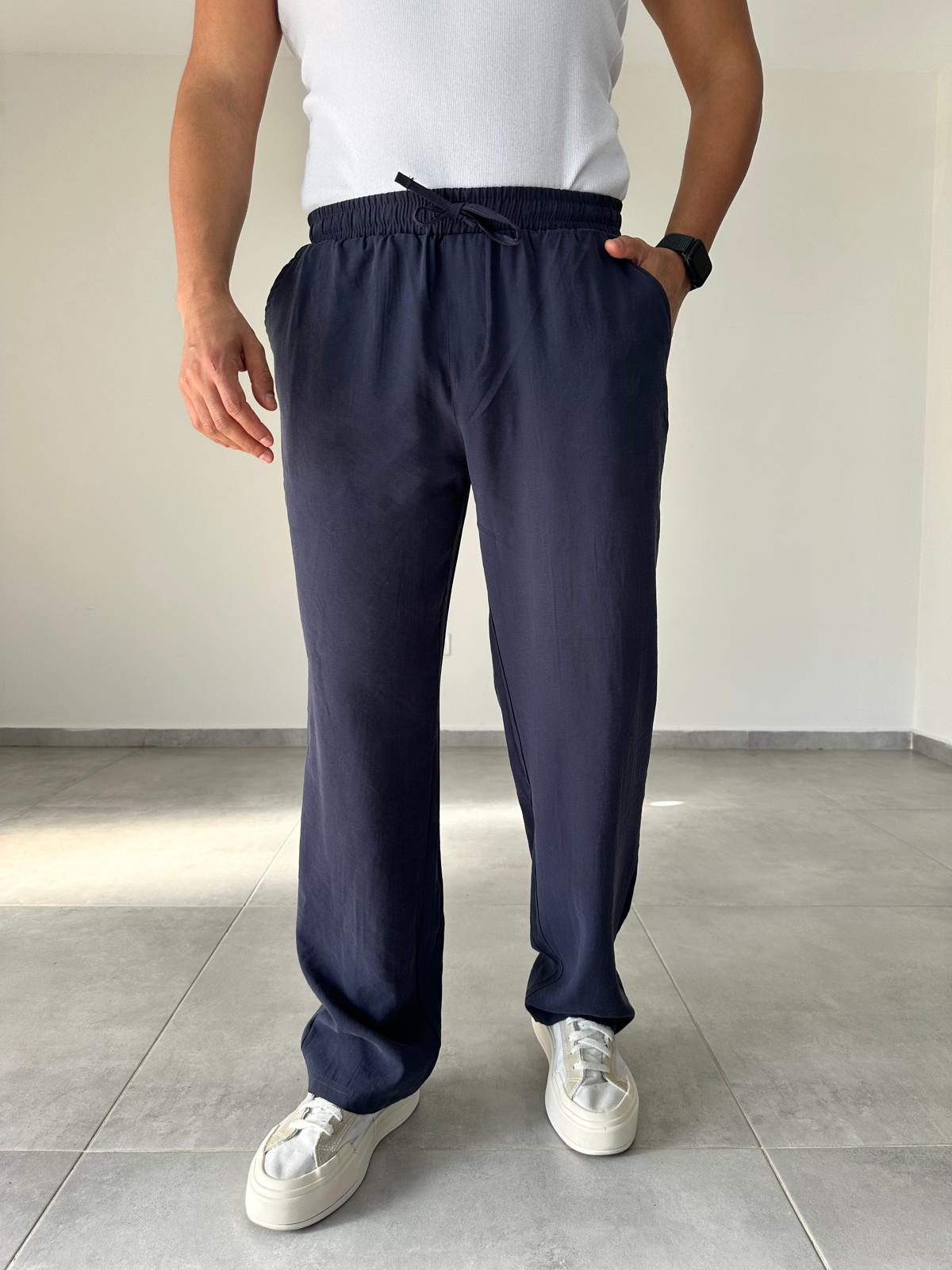 Modal Kumaş Lacivert Renk Bel Kısmı Lastikli Basic Baggy Pantolon