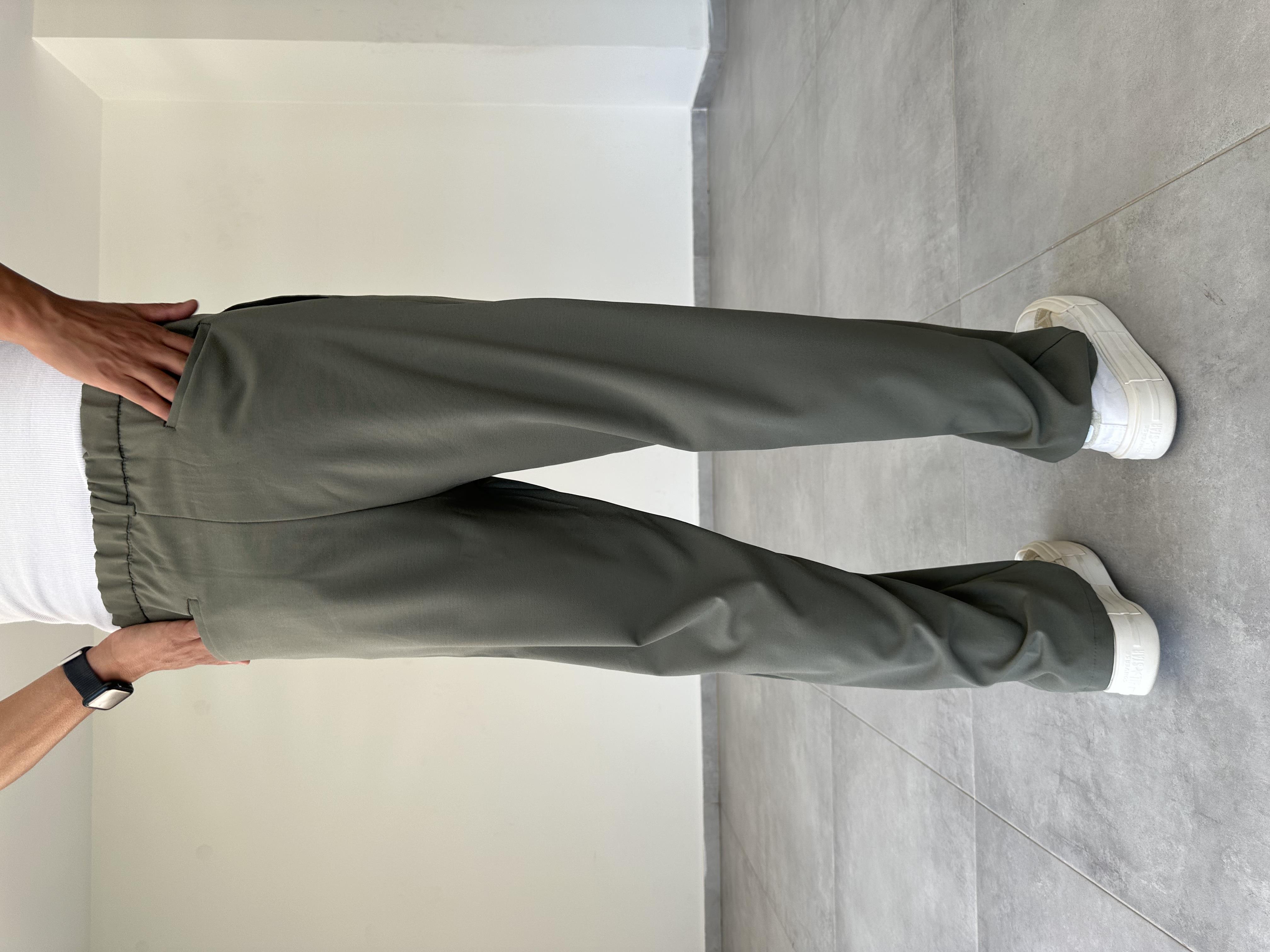 Haki Yeşil  Basic Baggy Kumaş  Pantolon