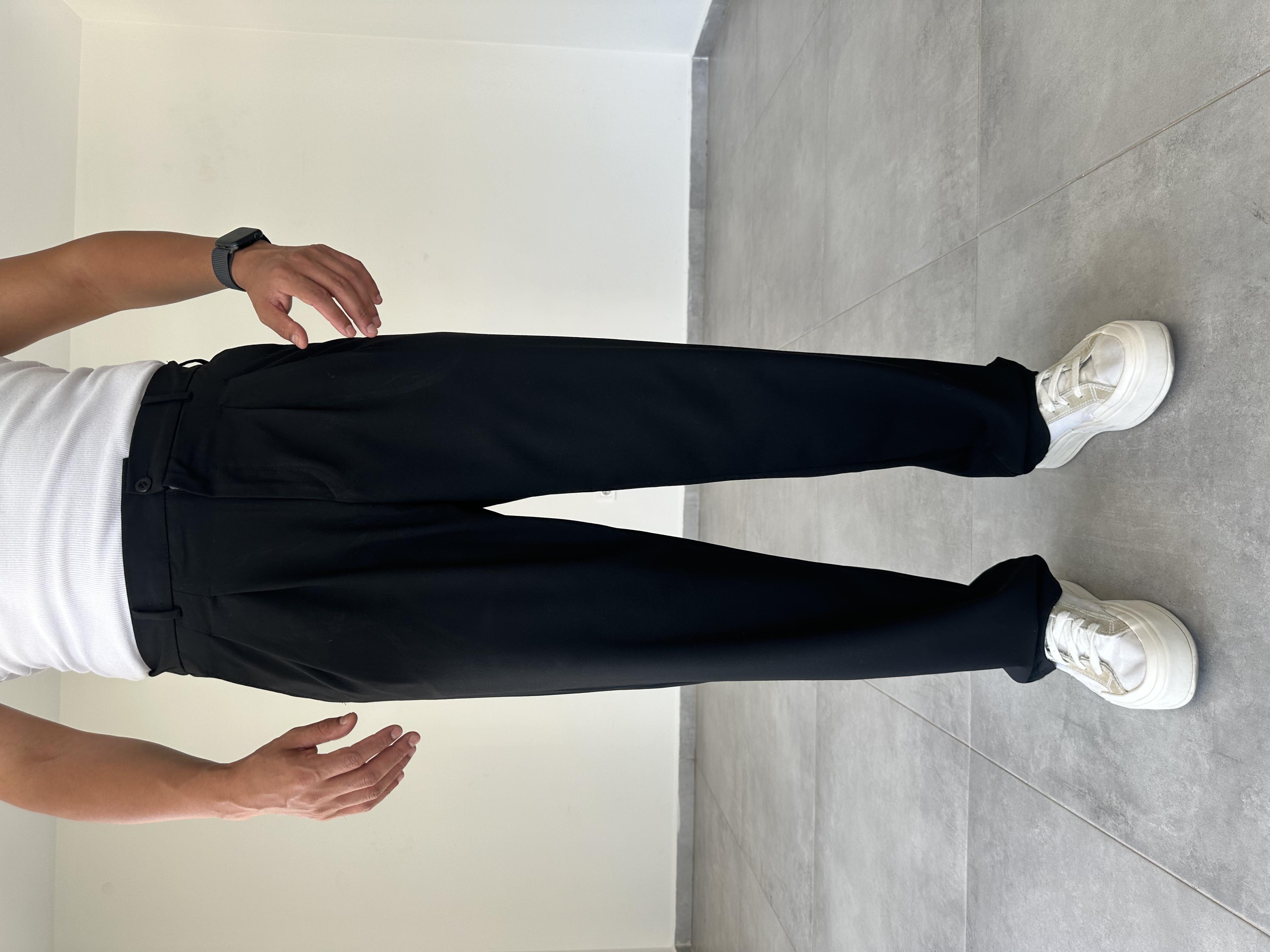 Siyah Basic Baggy Kumaş Pantolon