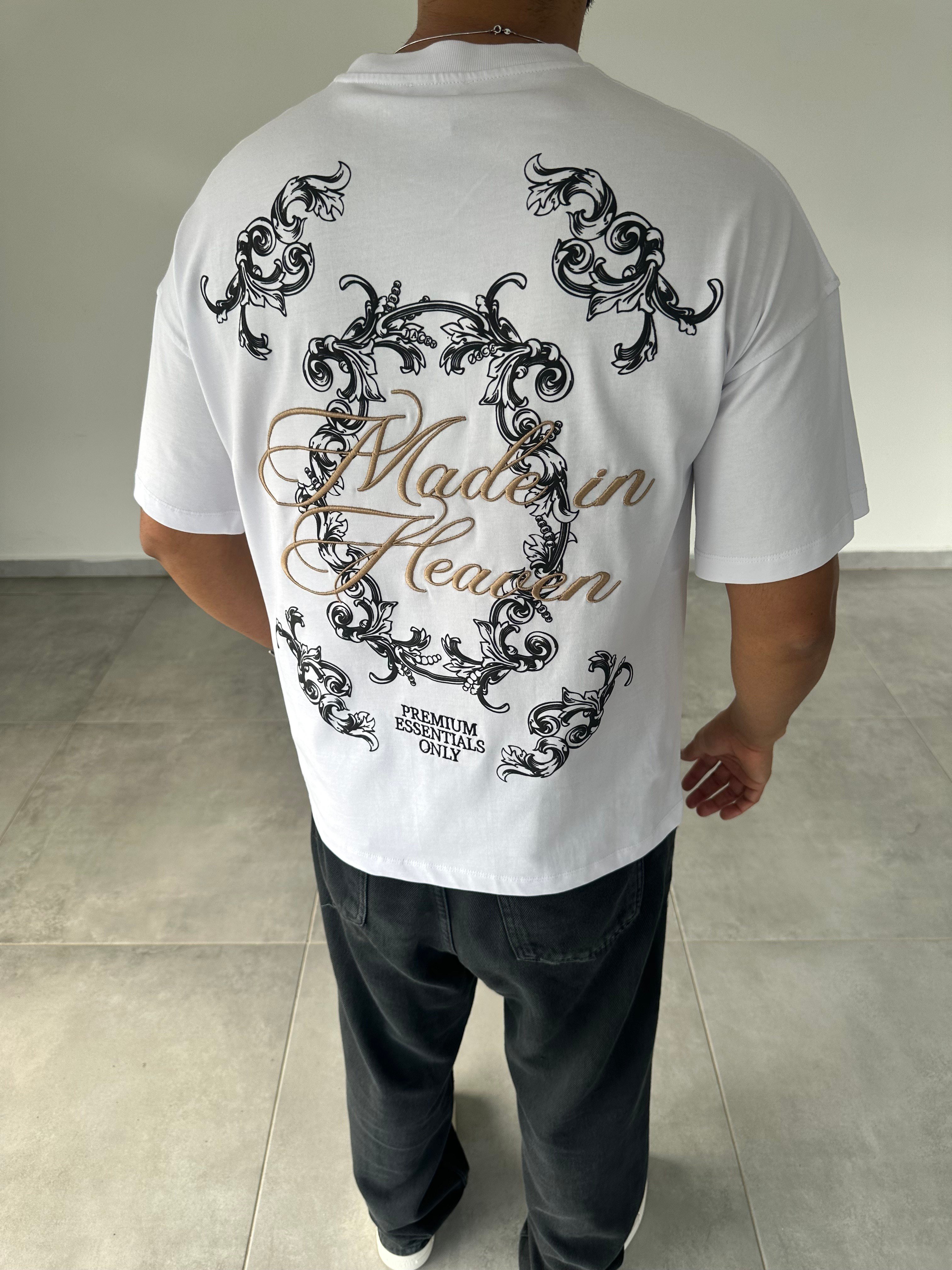Beyaz Renk  Made İn Heaven Nakış Ve Baskılı Oversize T-Shirt