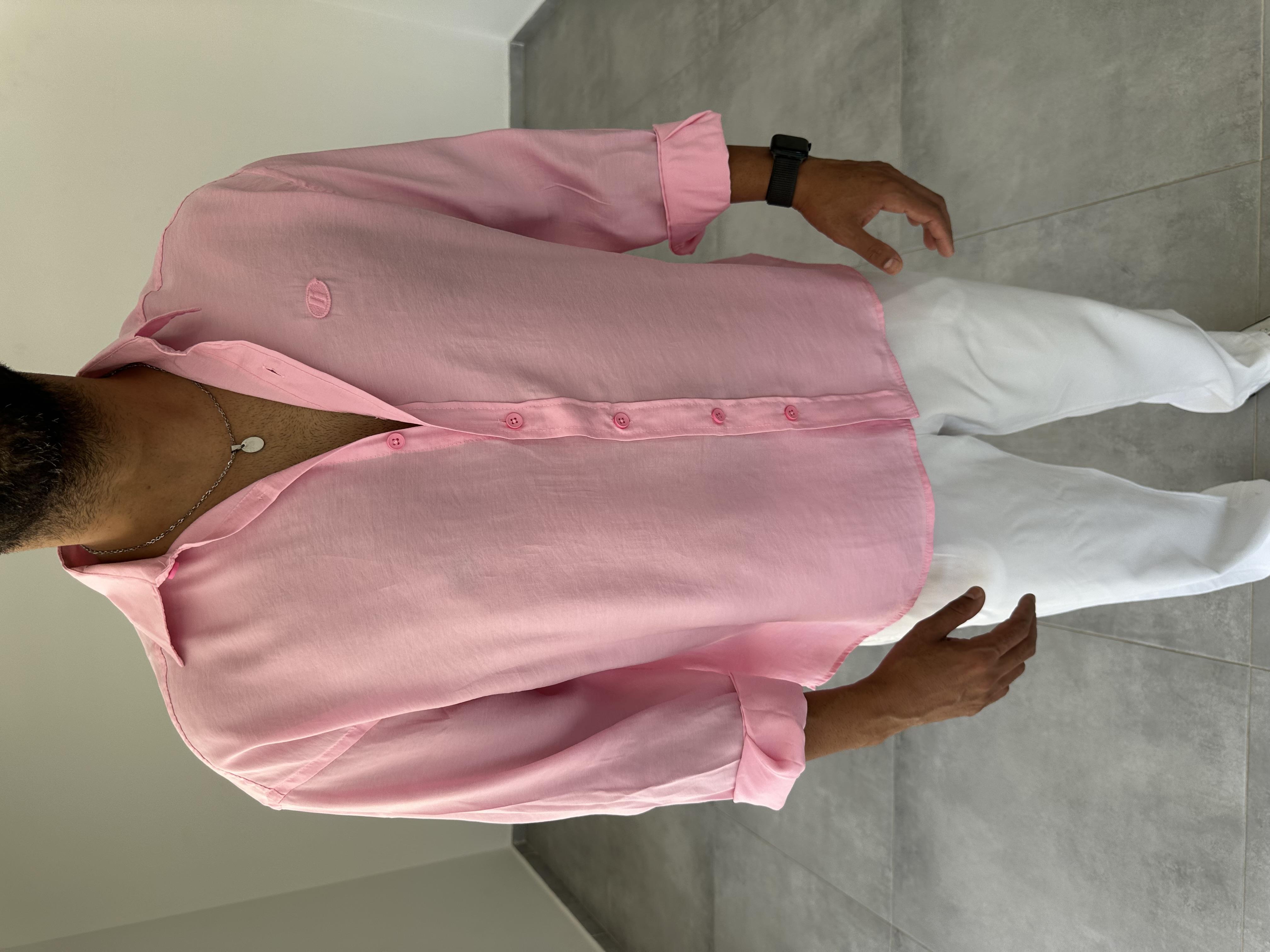 Modal Kumaş Pembe Renk Oversize Gömlek