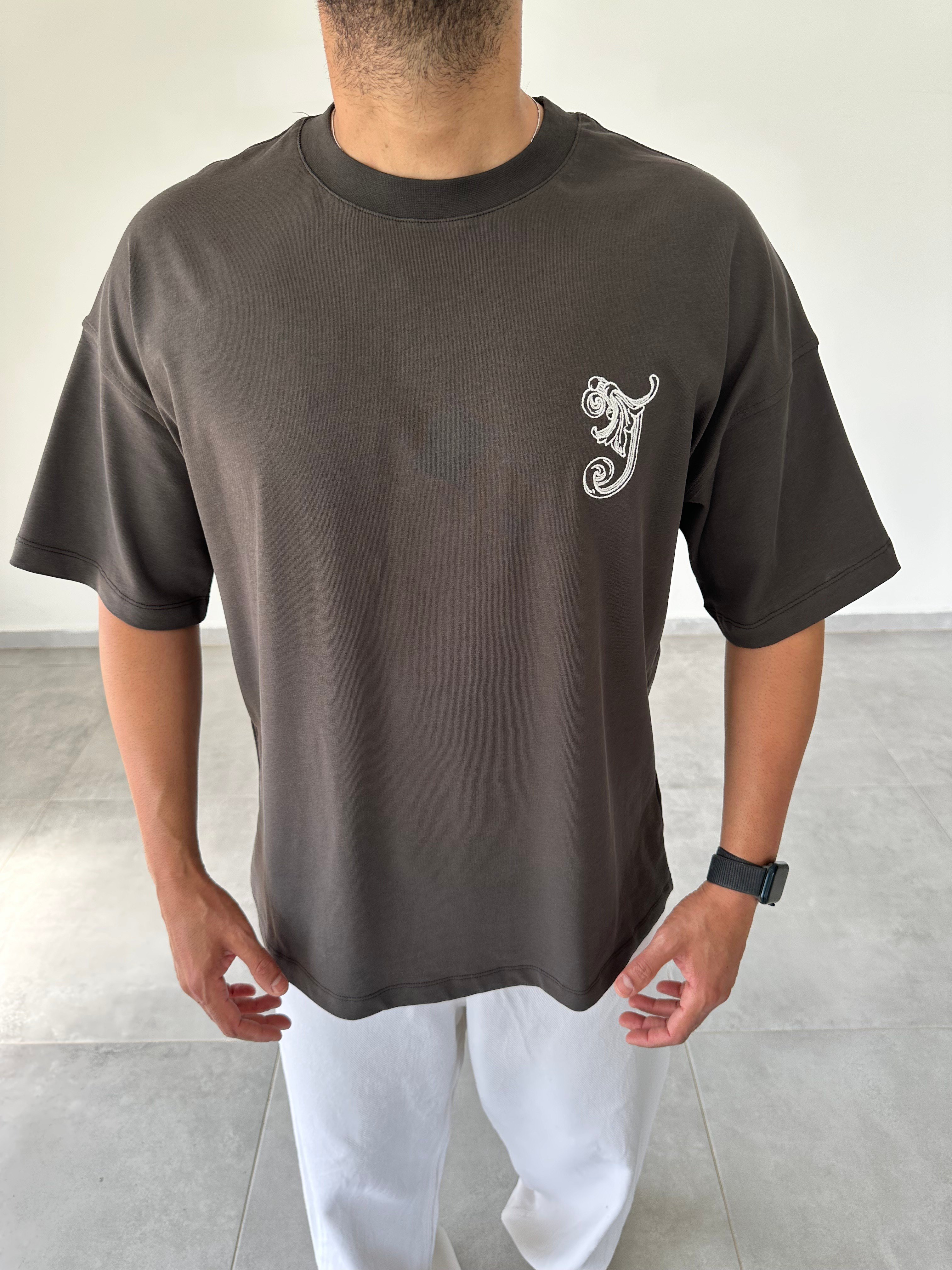 Füme Renk  Made İn Heaven Nakış Ve Baskılı Oversize T-Shirt