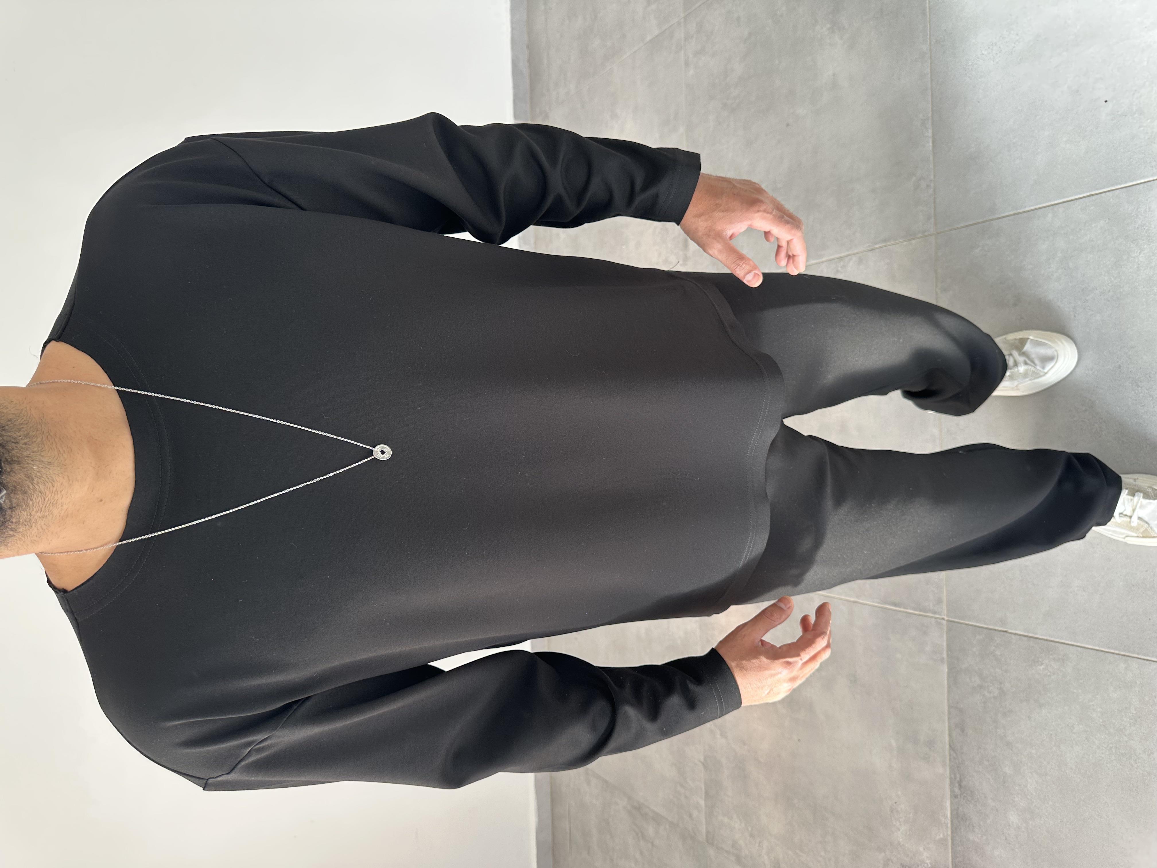 Siyah Renk Oys Kumaş Oversize Kesim Sweatshirt