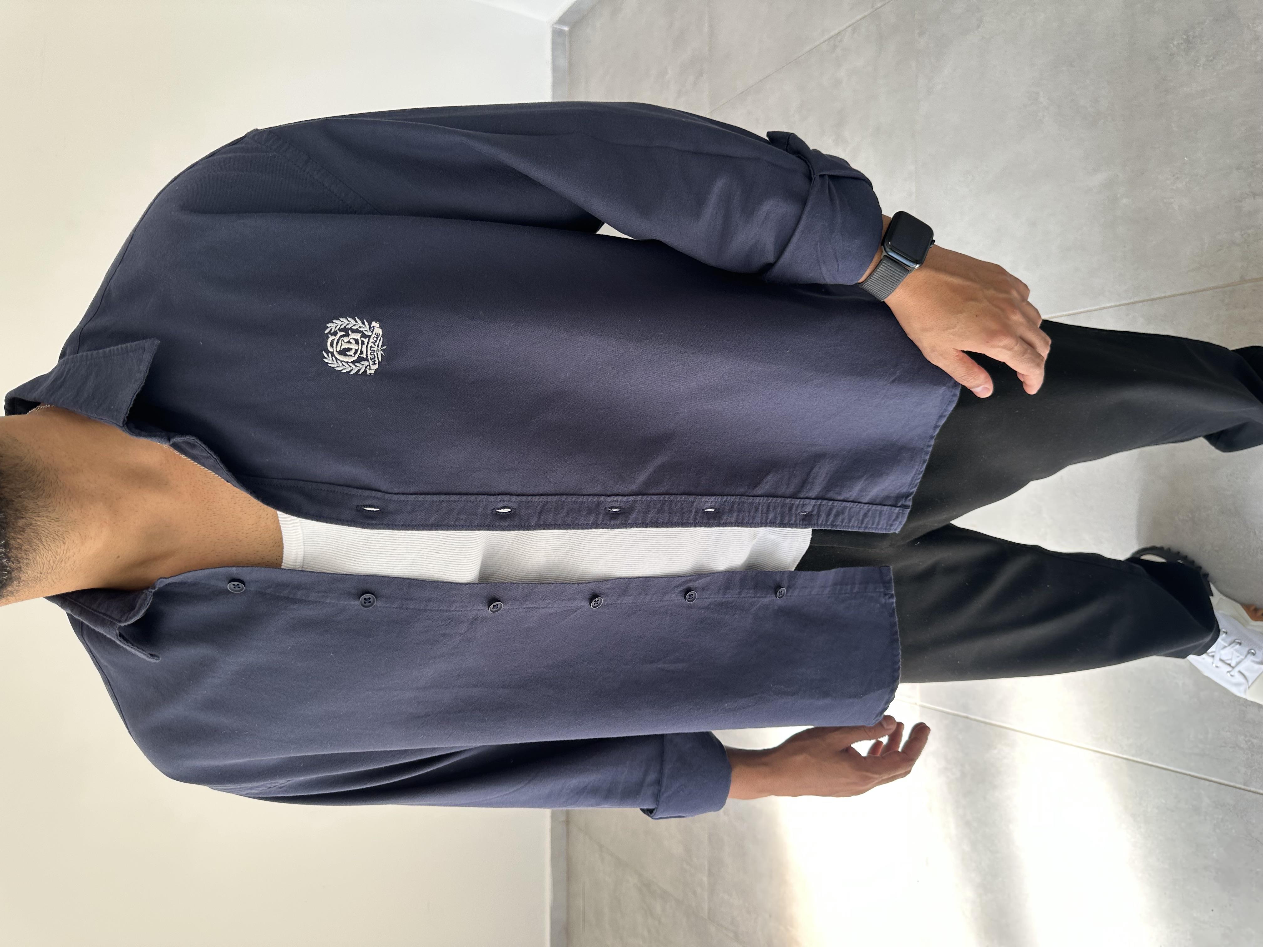 Heritage Nakışlı Lacivert Renk Oversize Oxford Gömlek
