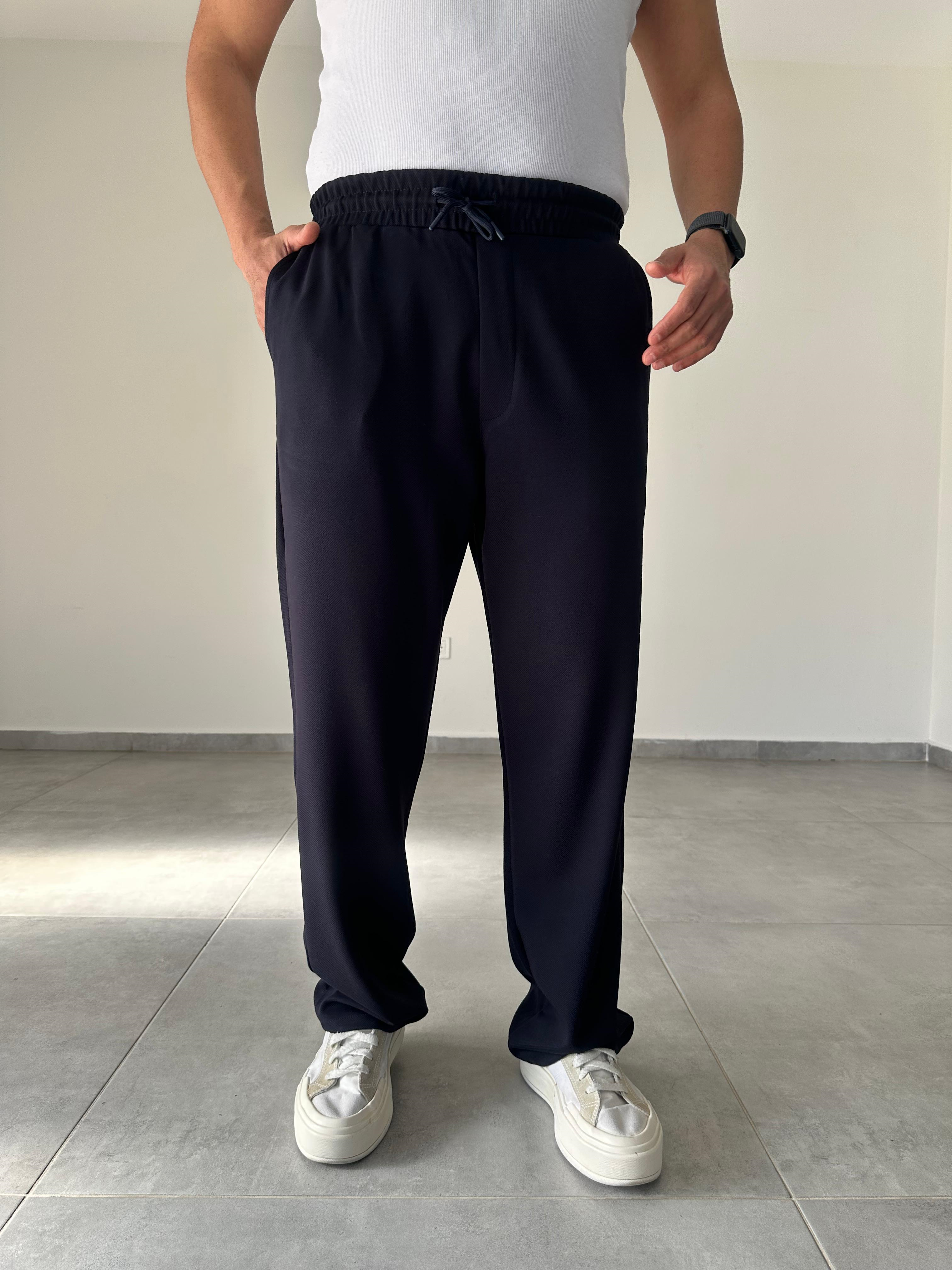 Lacivert Renk Örme Gabardin Baggy Pantolon