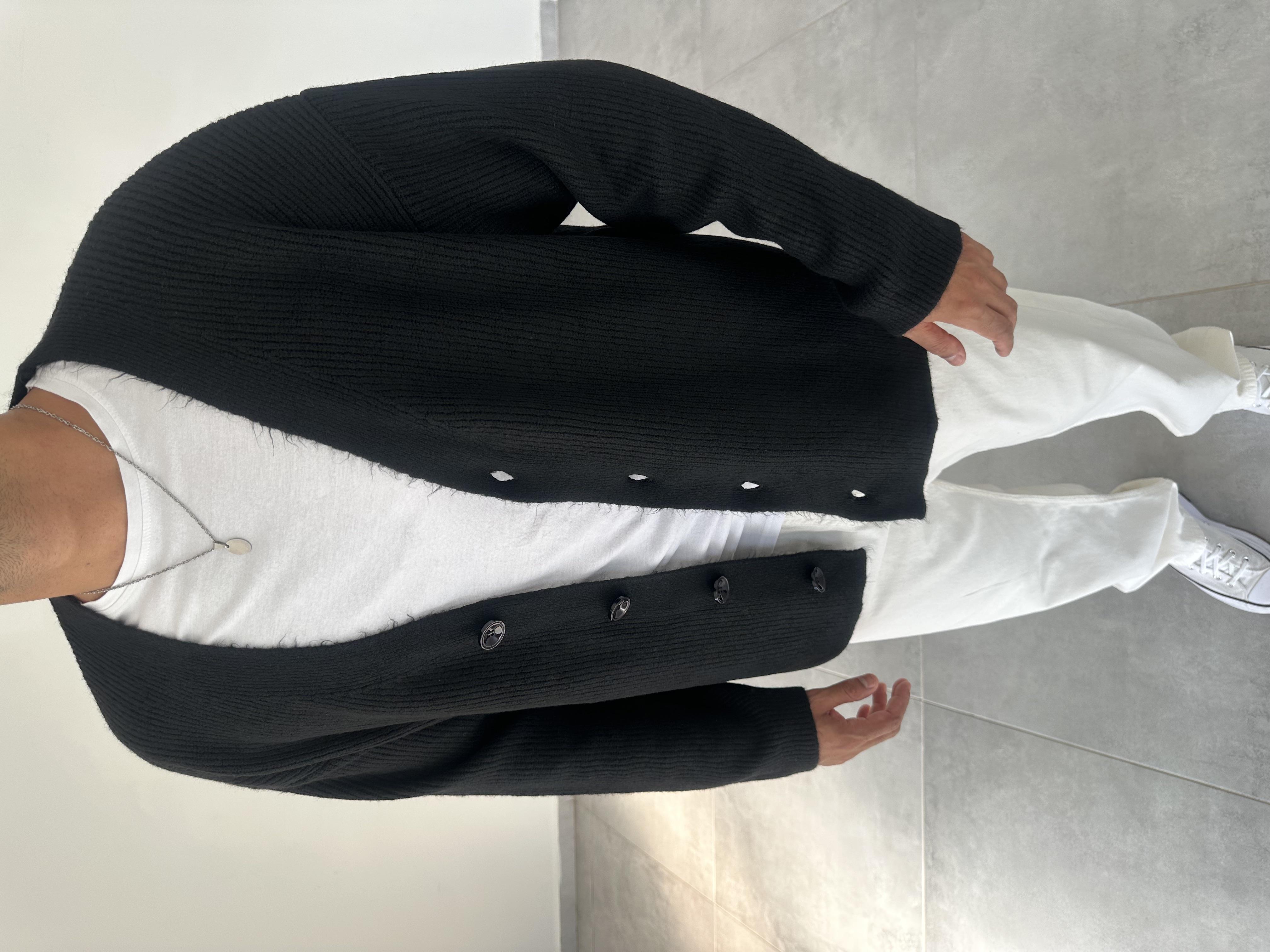 Siyah Renk Oversize Kesim Örme Triko Ceket