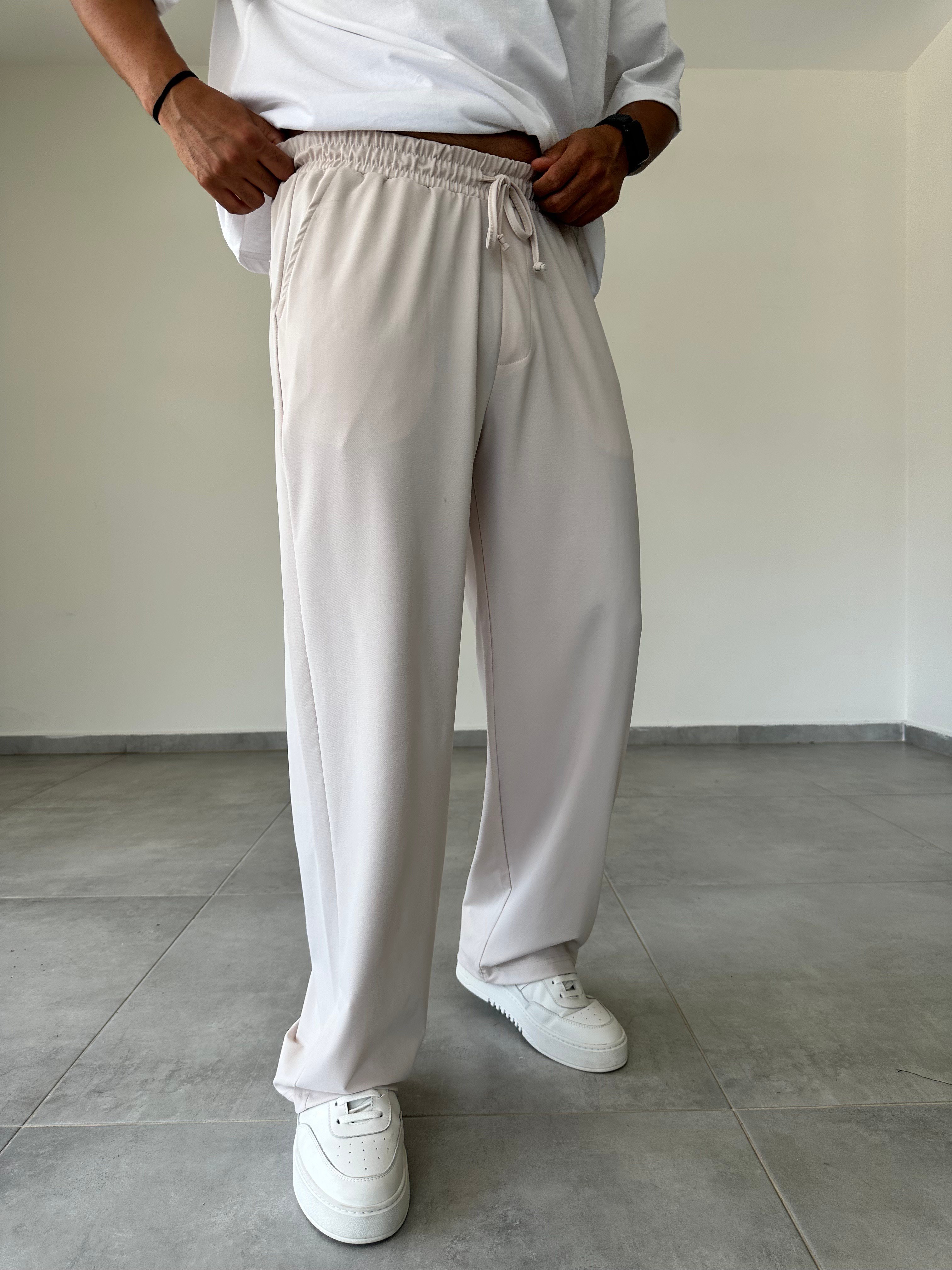 Taş Renk  Rahat Kesim Kupra Kumaş Baggy Pantolon