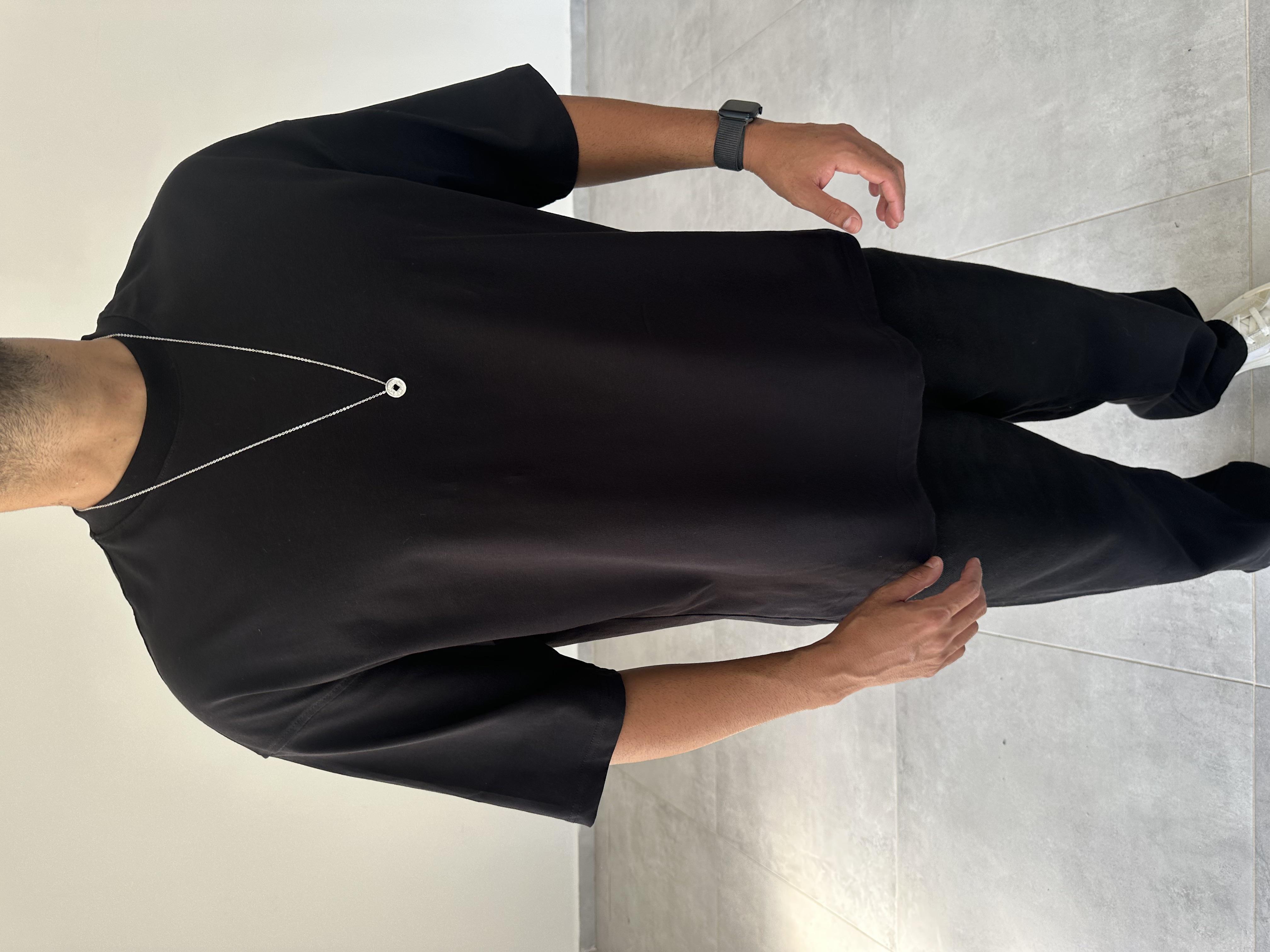 Siyah Renk Yıkamalı Oversize T-Shirt