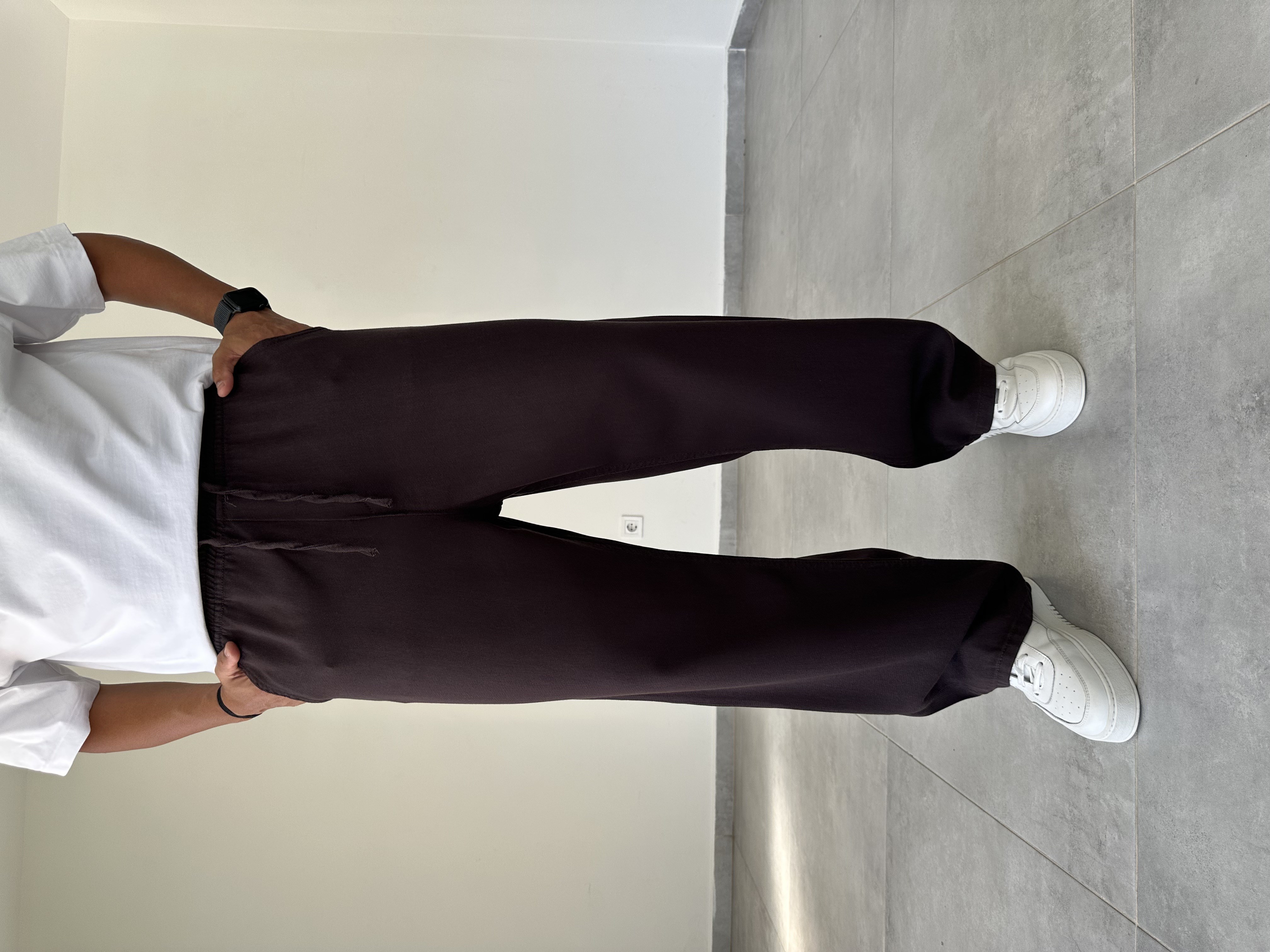 Kahve Renk Rahat Kesim Gabardin Baggy Pantolon