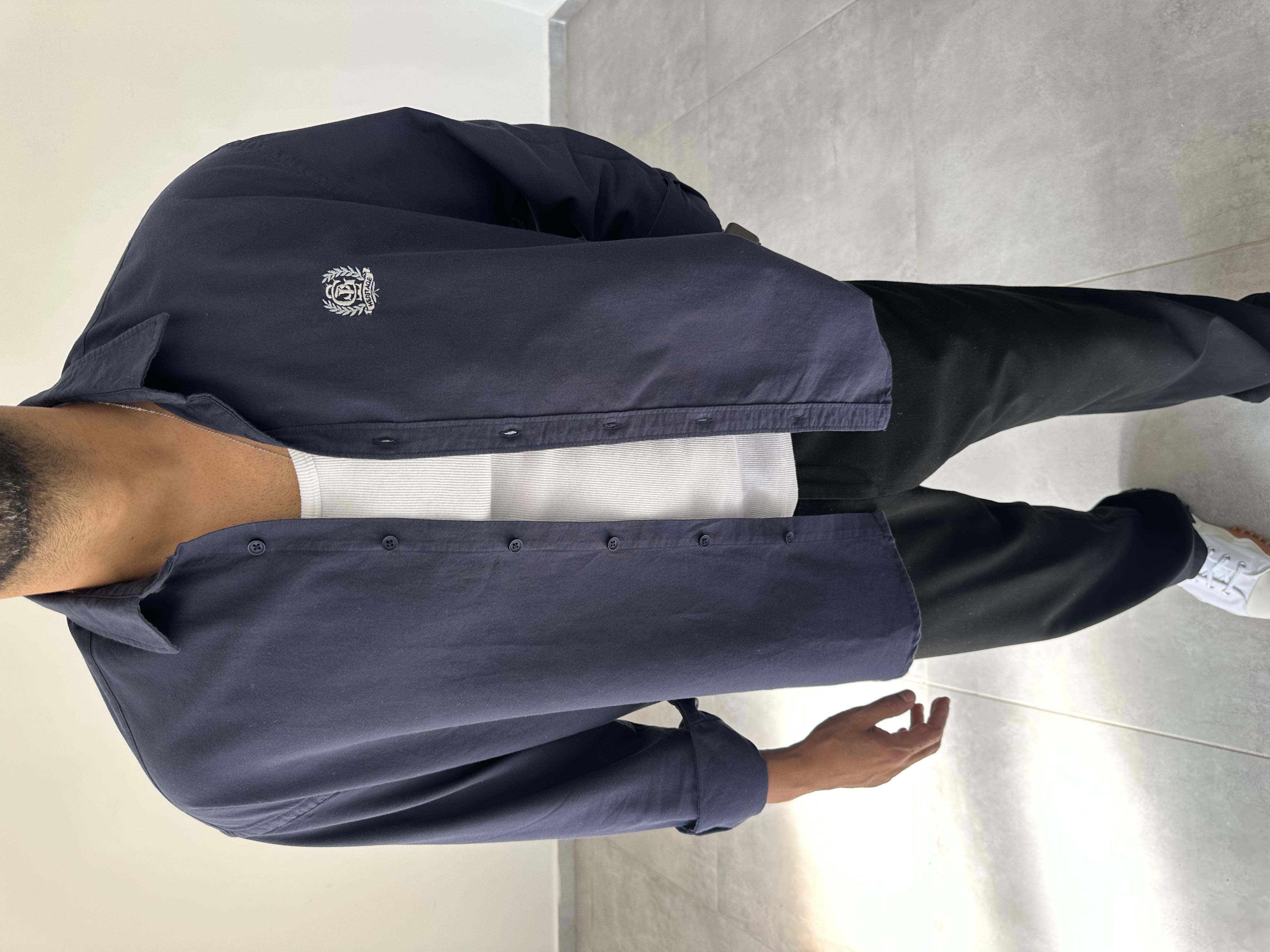 Heritage Nakışlı Lacivert Renk Oversize Oxford Gömlek