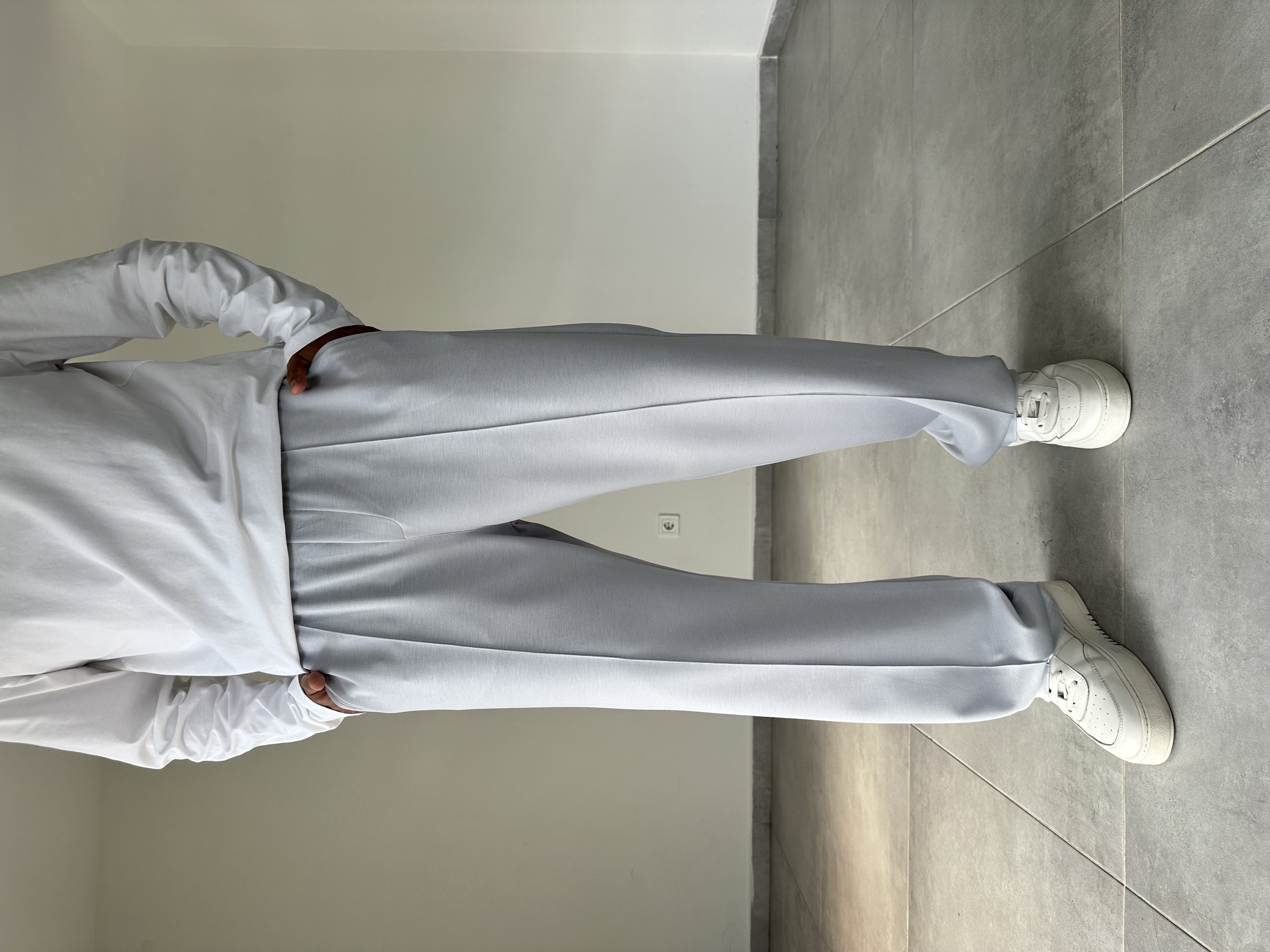 Gri Renk Modal Kumaş Ön Kısmı Çımalı Basic Baggy Pantolon