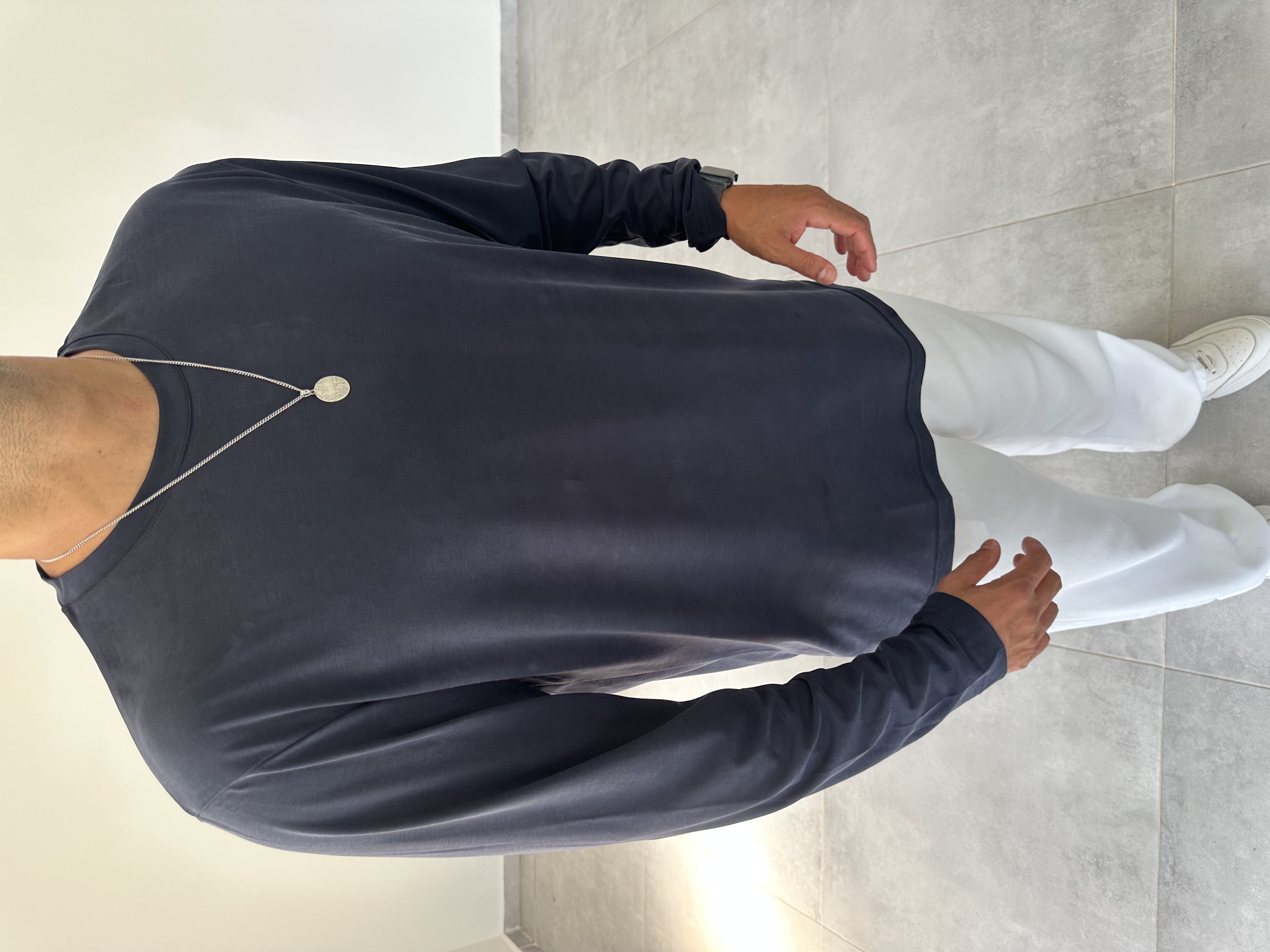 Lacivert Renk Modal Kumaş Basic Sweatshirt