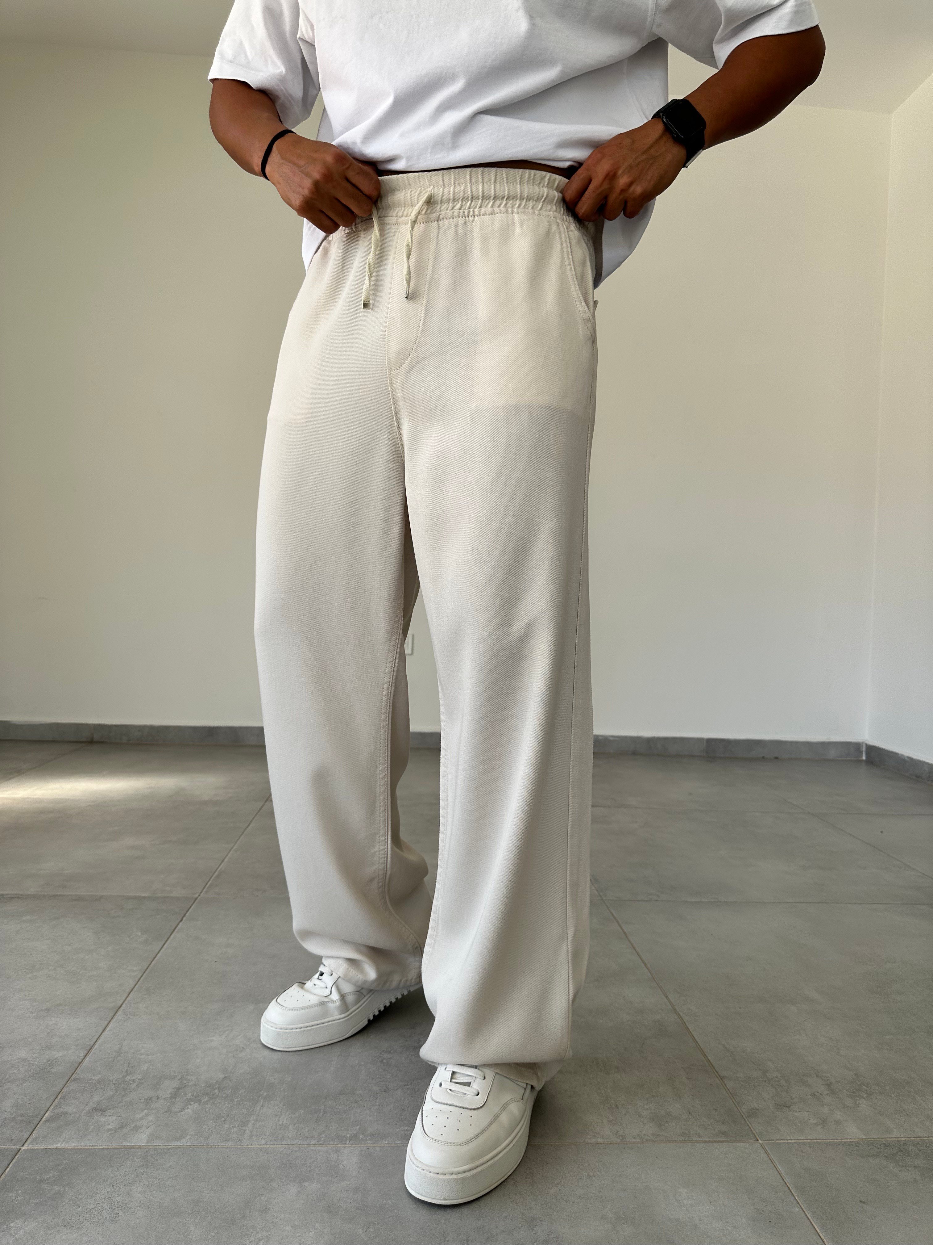 Bej Renk Rahat Kesim Gabardin Baggy Pantolon