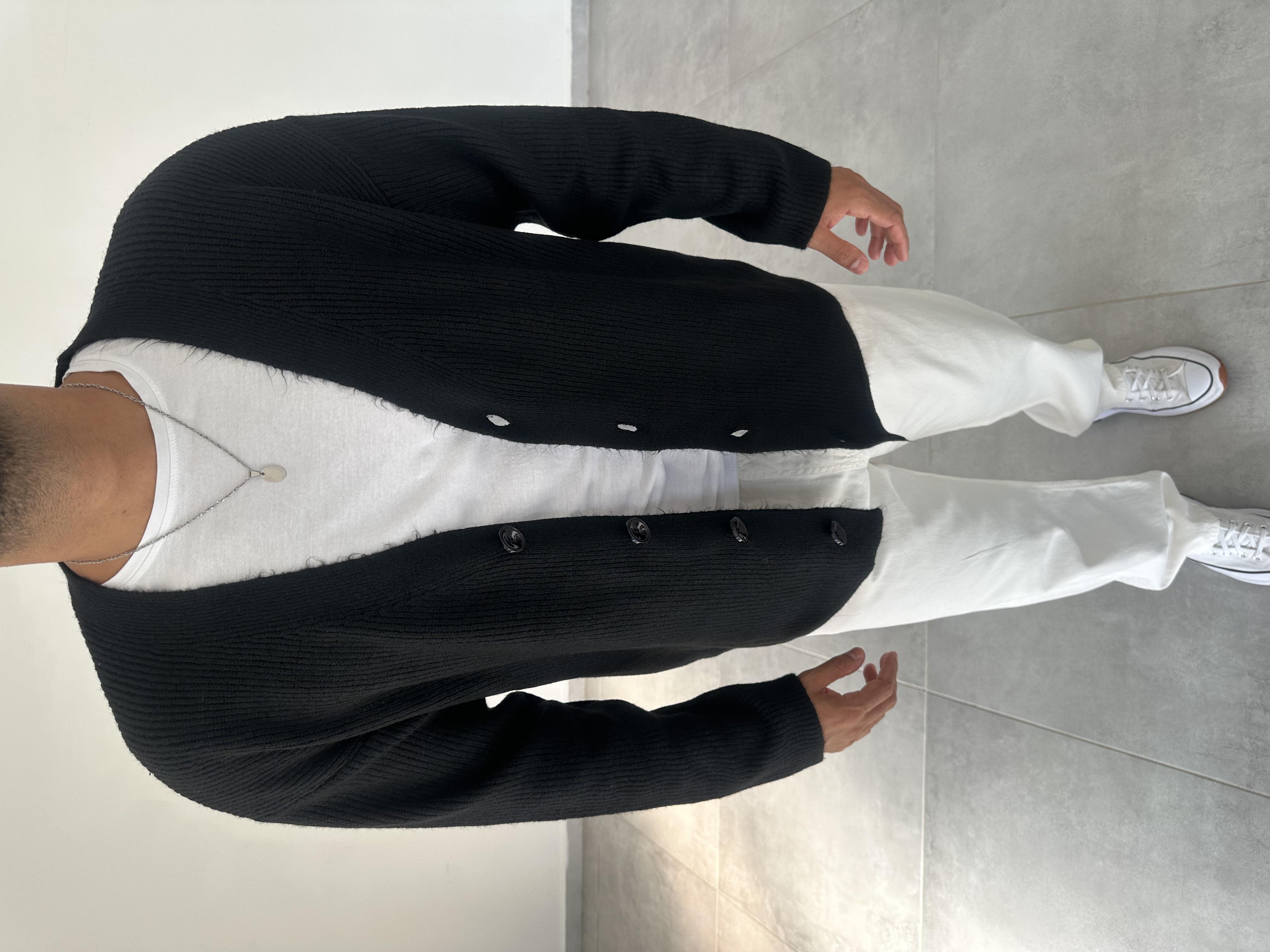 Siyah Renk Oversize Kesim Örme Triko Ceket
