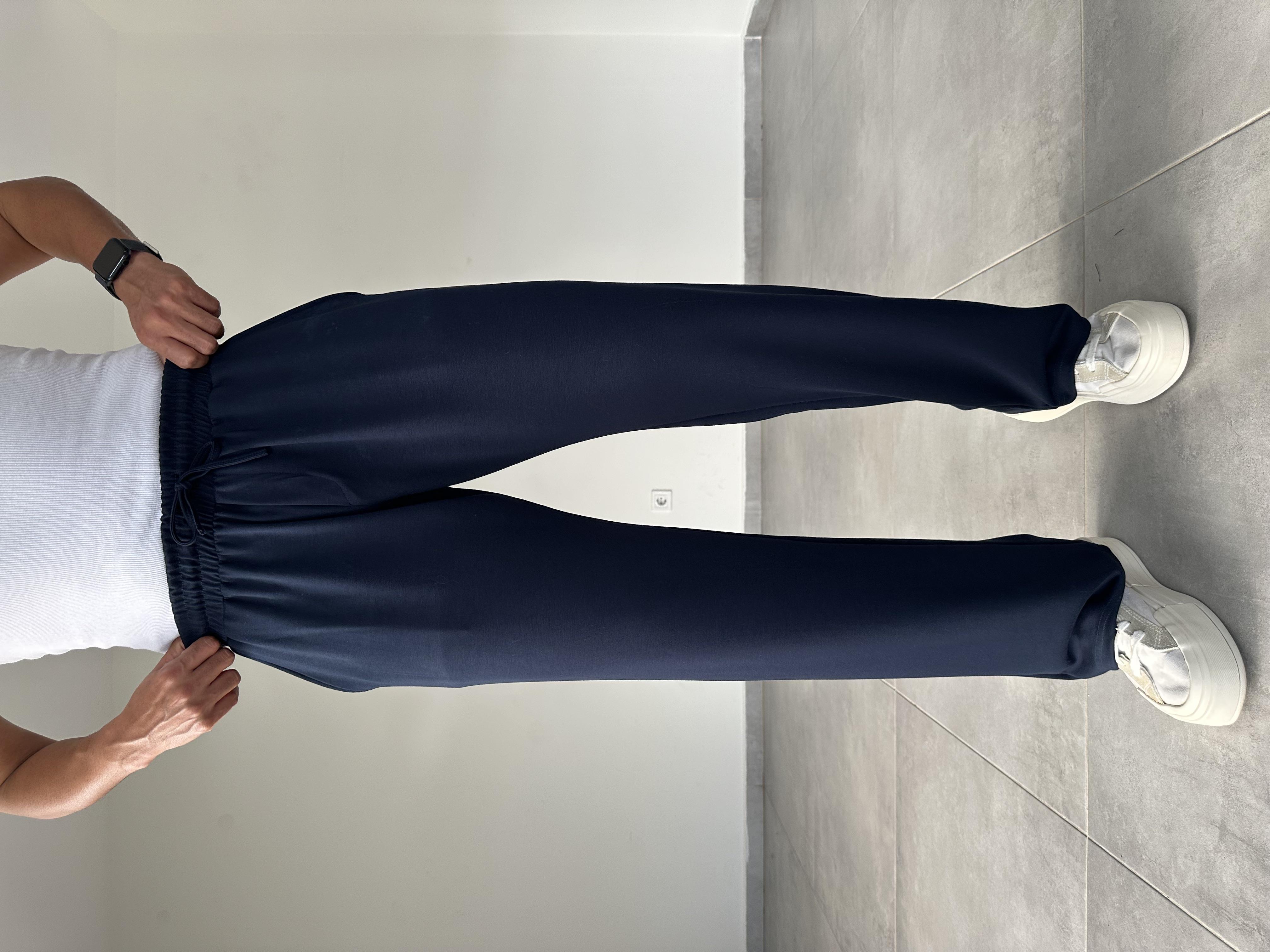 Lacivert Renk Modal Kumaş Basic Baggy Pantolon