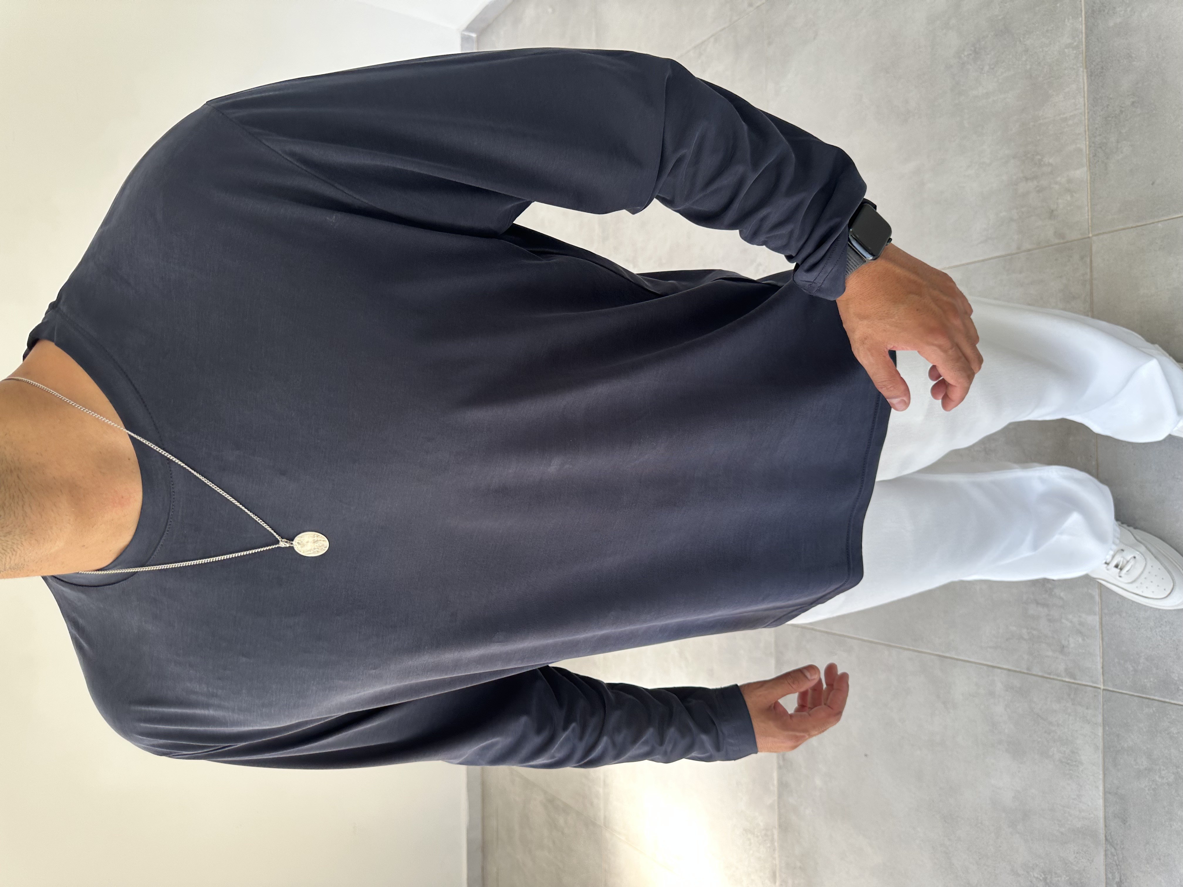 Lacivert Renk Modal Kumaş Basic Sweatshirt