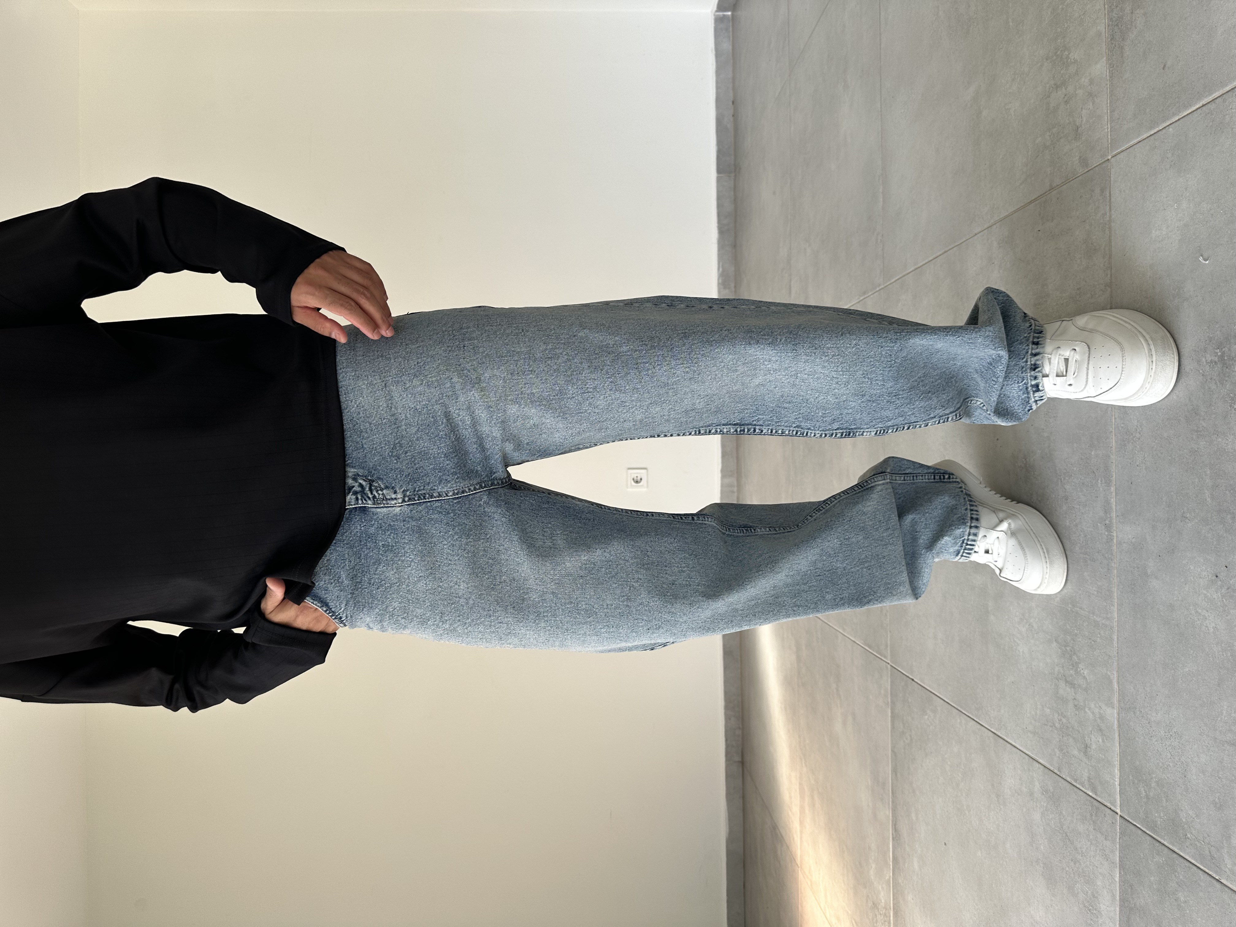 Asit Yıkama Rahat Kesim Baggy Kot Pantolon