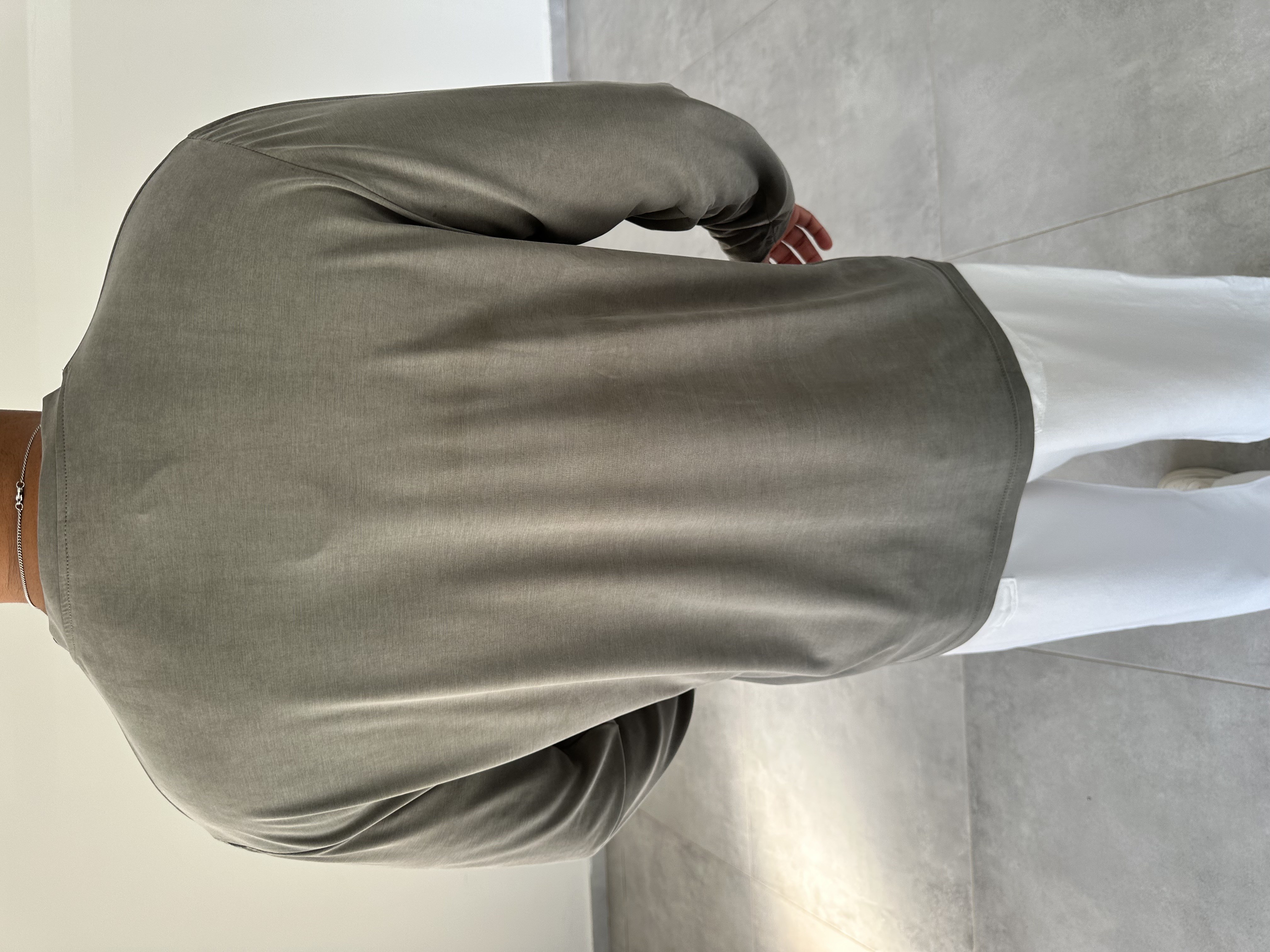 Haki Renk Modal Kumaş Basic Sweatshirt