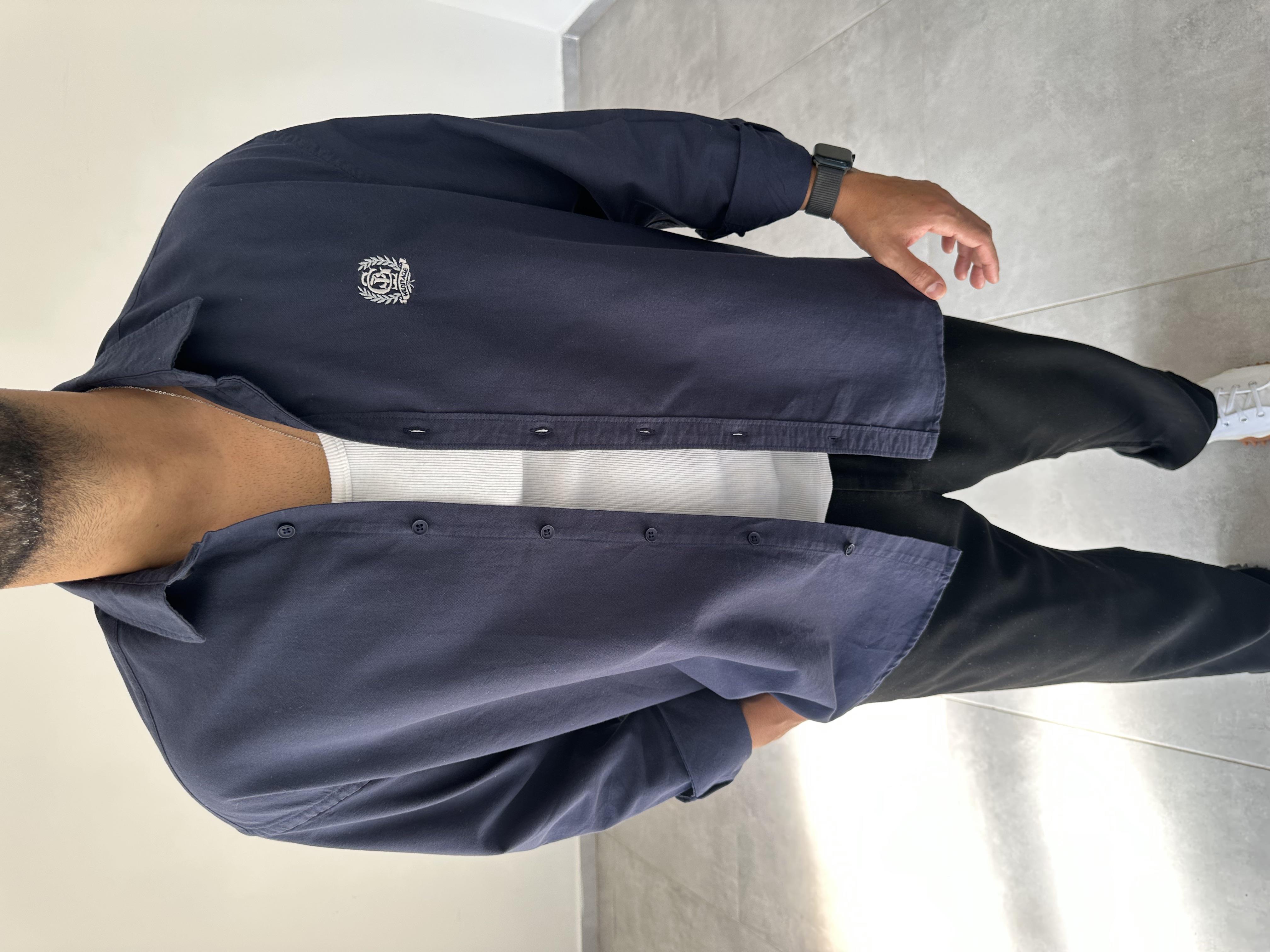 Heritage Nakışlı Lacivert Renk Oversize Oxford Gömlek