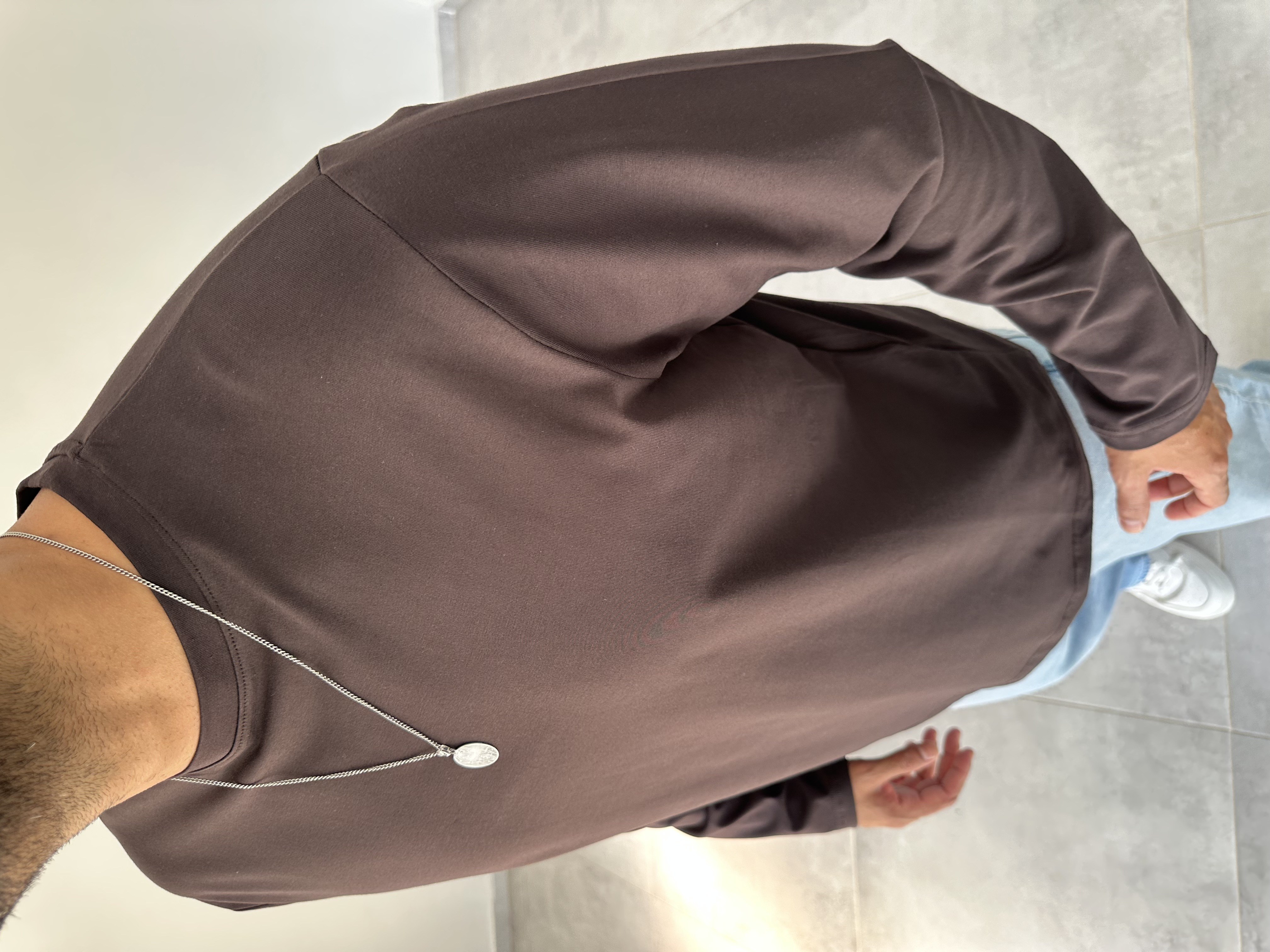 Kahve Renk Rahat Kesim Yüksek Kalite Basic Sweatshirt