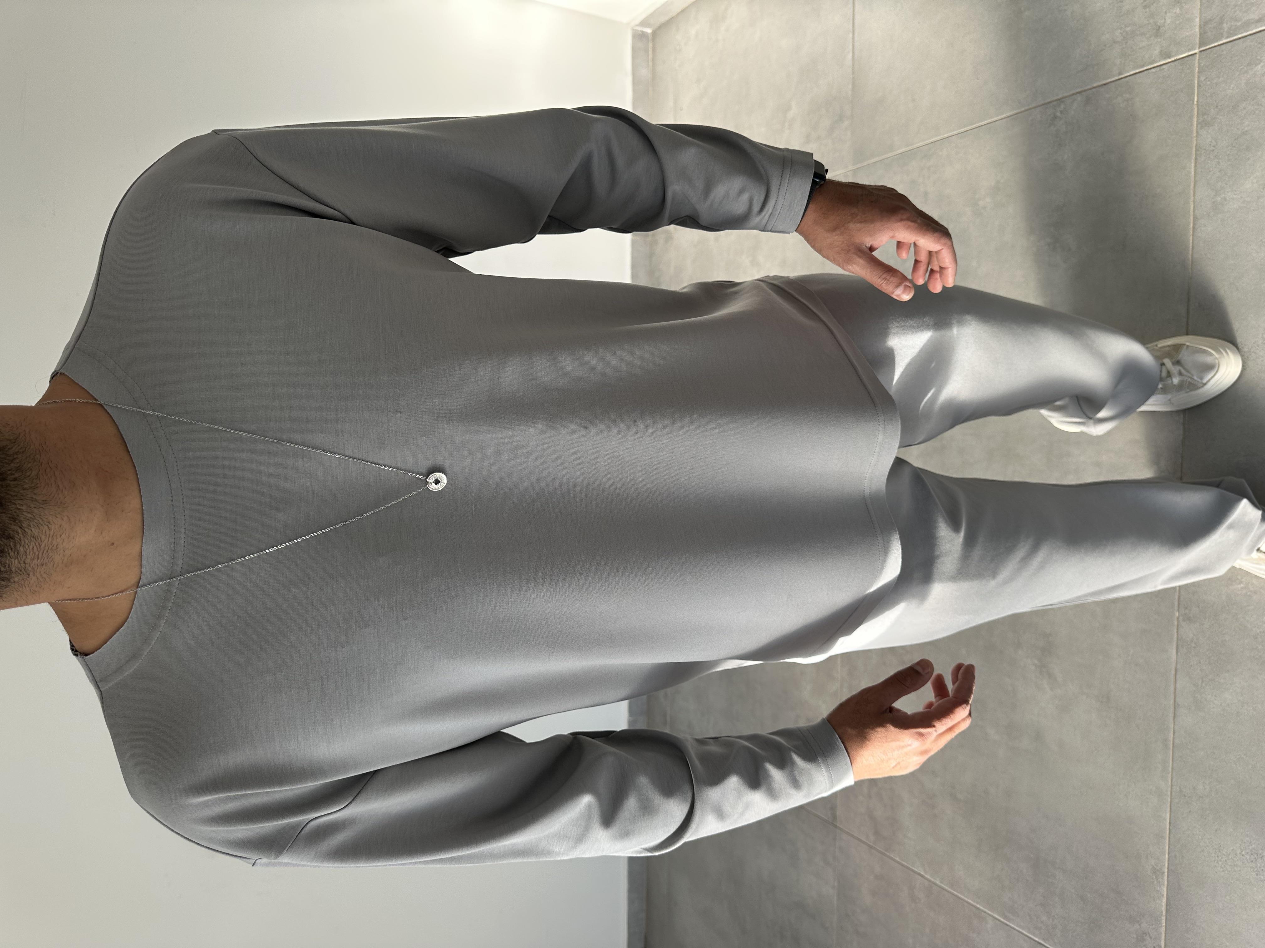 Gri Renk Oys Kumaş Oversize Kesim Sweatshirt