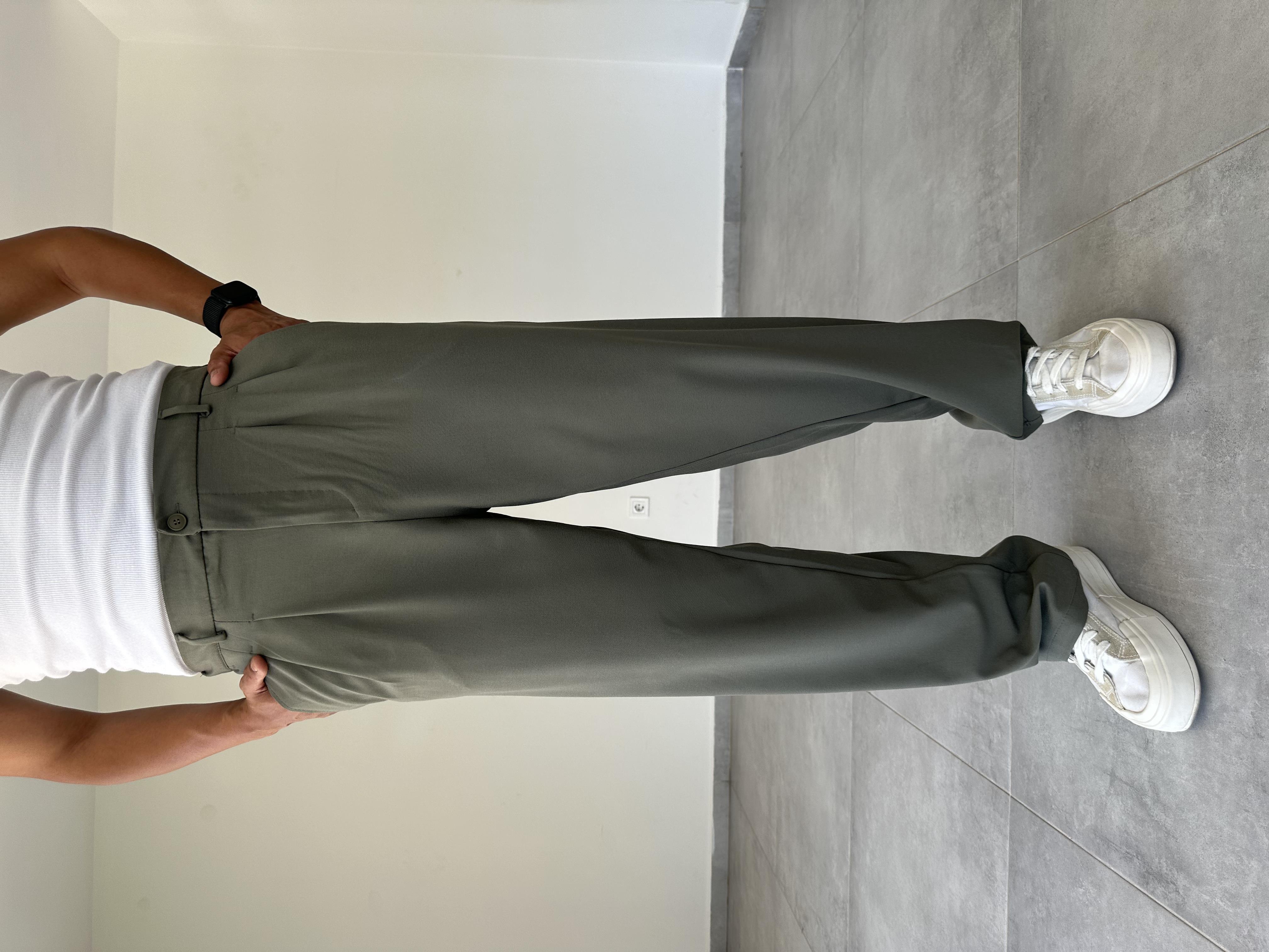 Haki Yeşil  Basic Baggy Kumaş  Pantolon