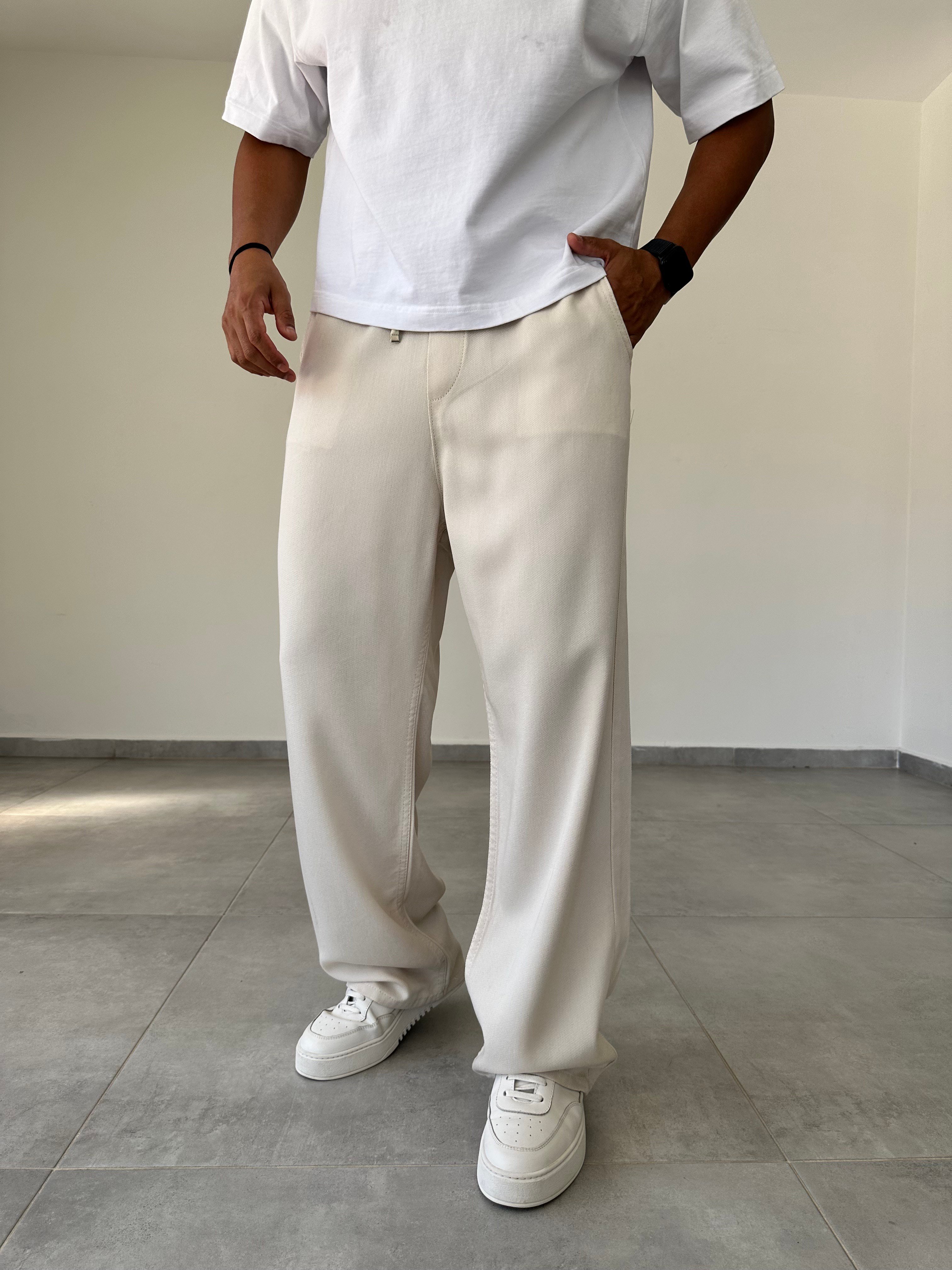 Bej Renk Rahat Kesim Gabardin Baggy Pantolon