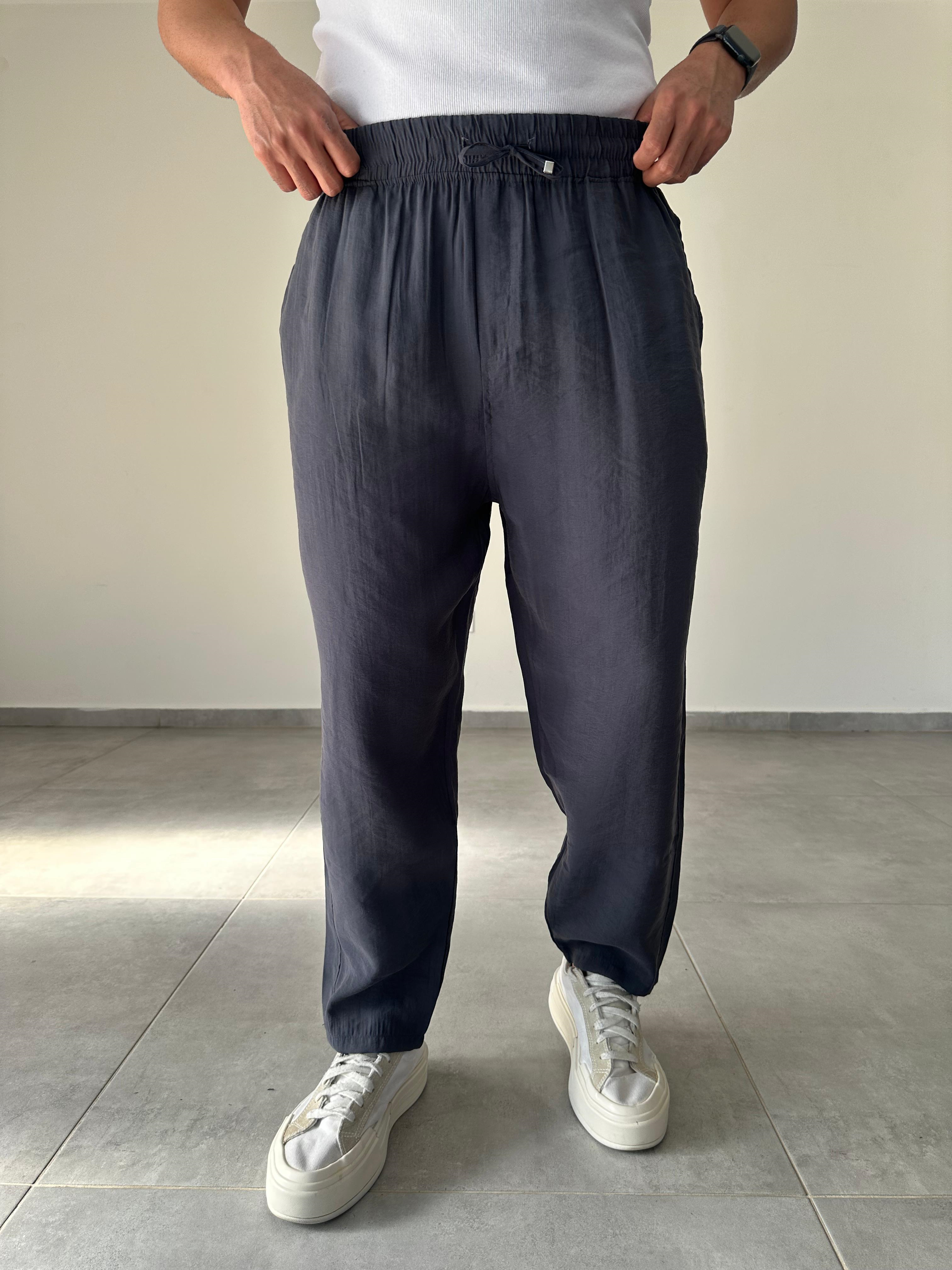 Tensel Kumaş Füme Renk Boyfriend Rahat Kesim İnce Jogger
