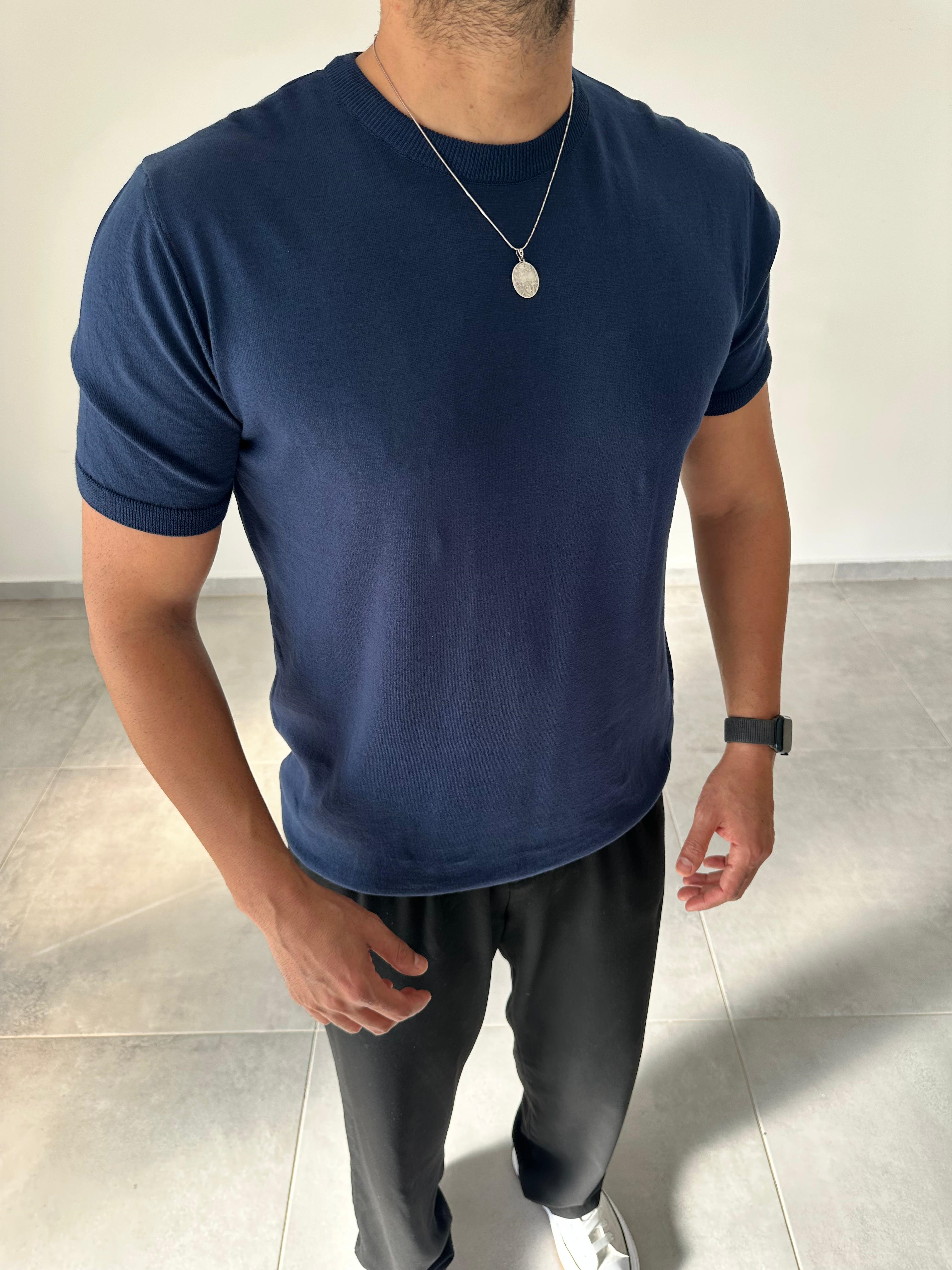 Lacivert Renk Premium Kalite Basic Triko T-Shirt