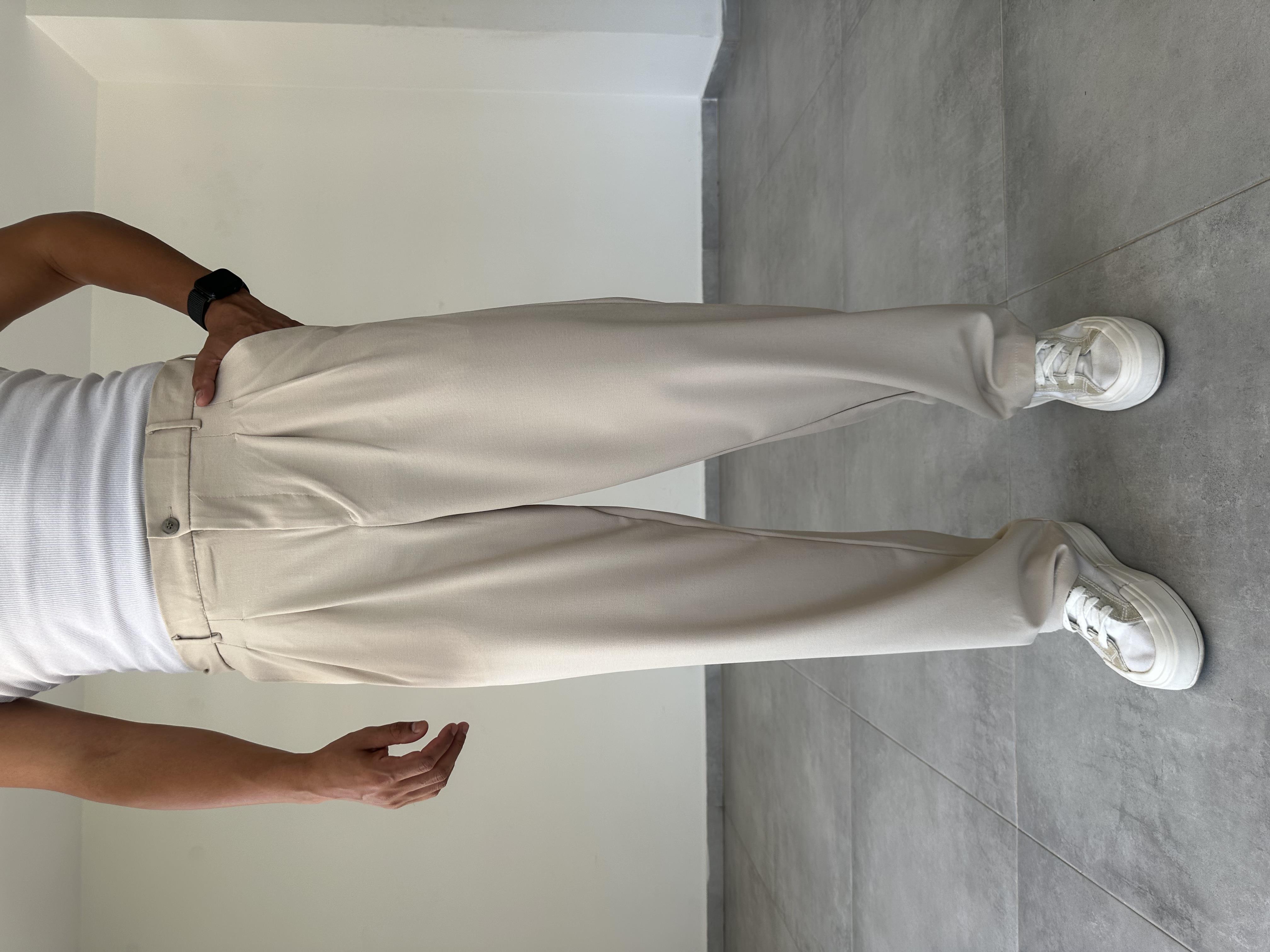 Bej Renk Basic Baggy Kumaş Pantolon