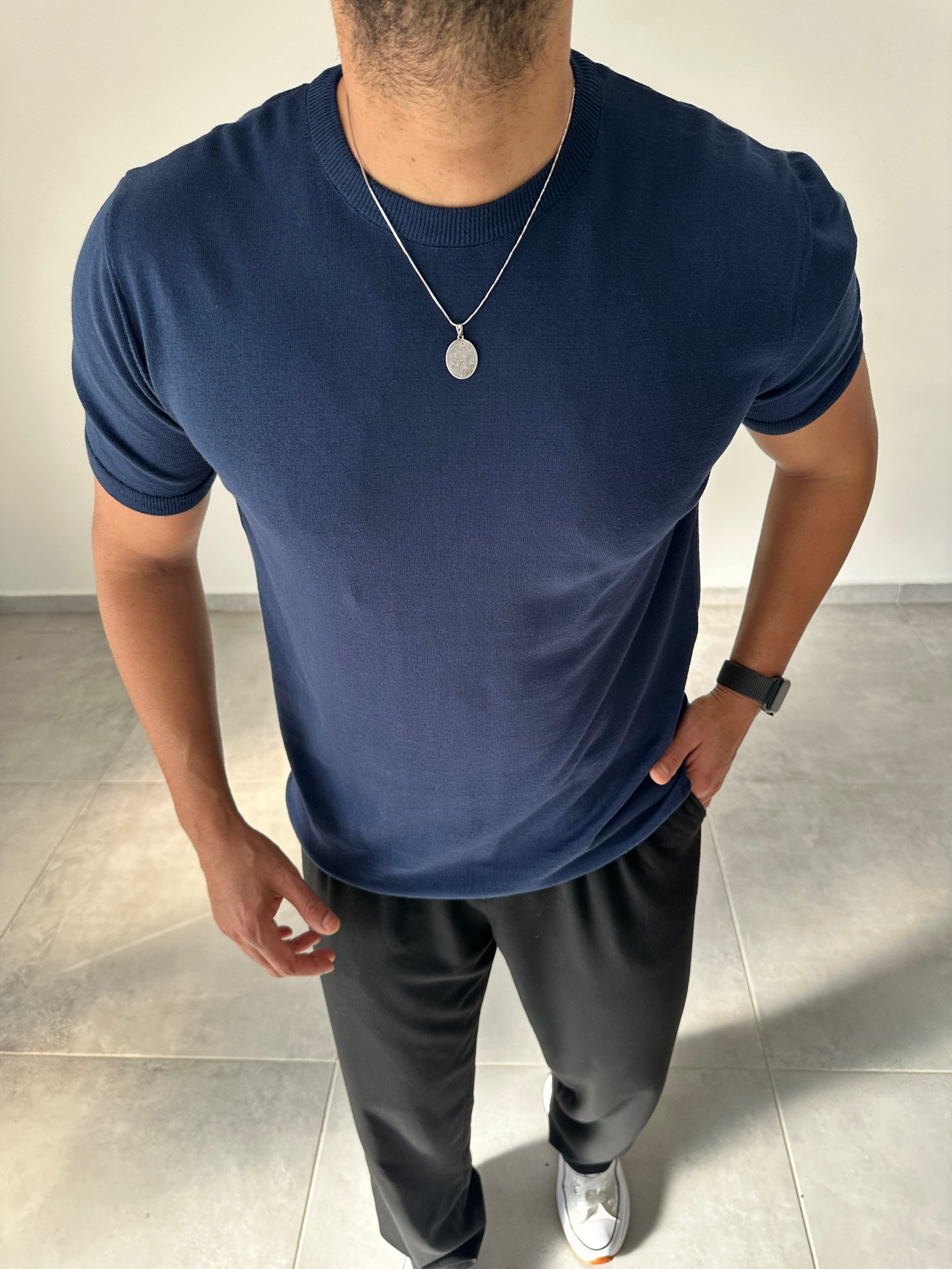 Lacivert Renk Premium Kalite Basic Triko T-Shirt