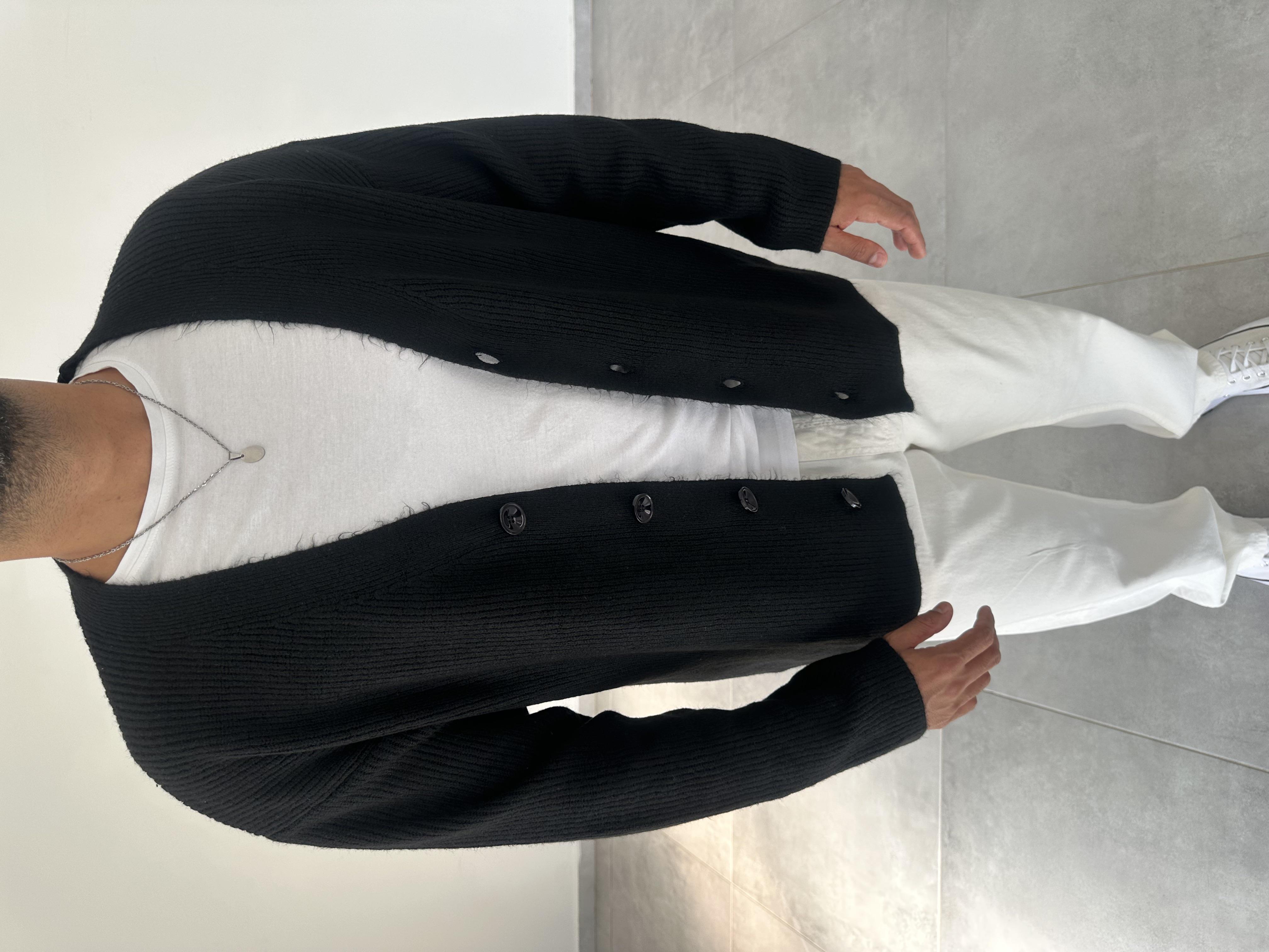 Siyah Renk Oversize Kesim Örme Triko Ceket