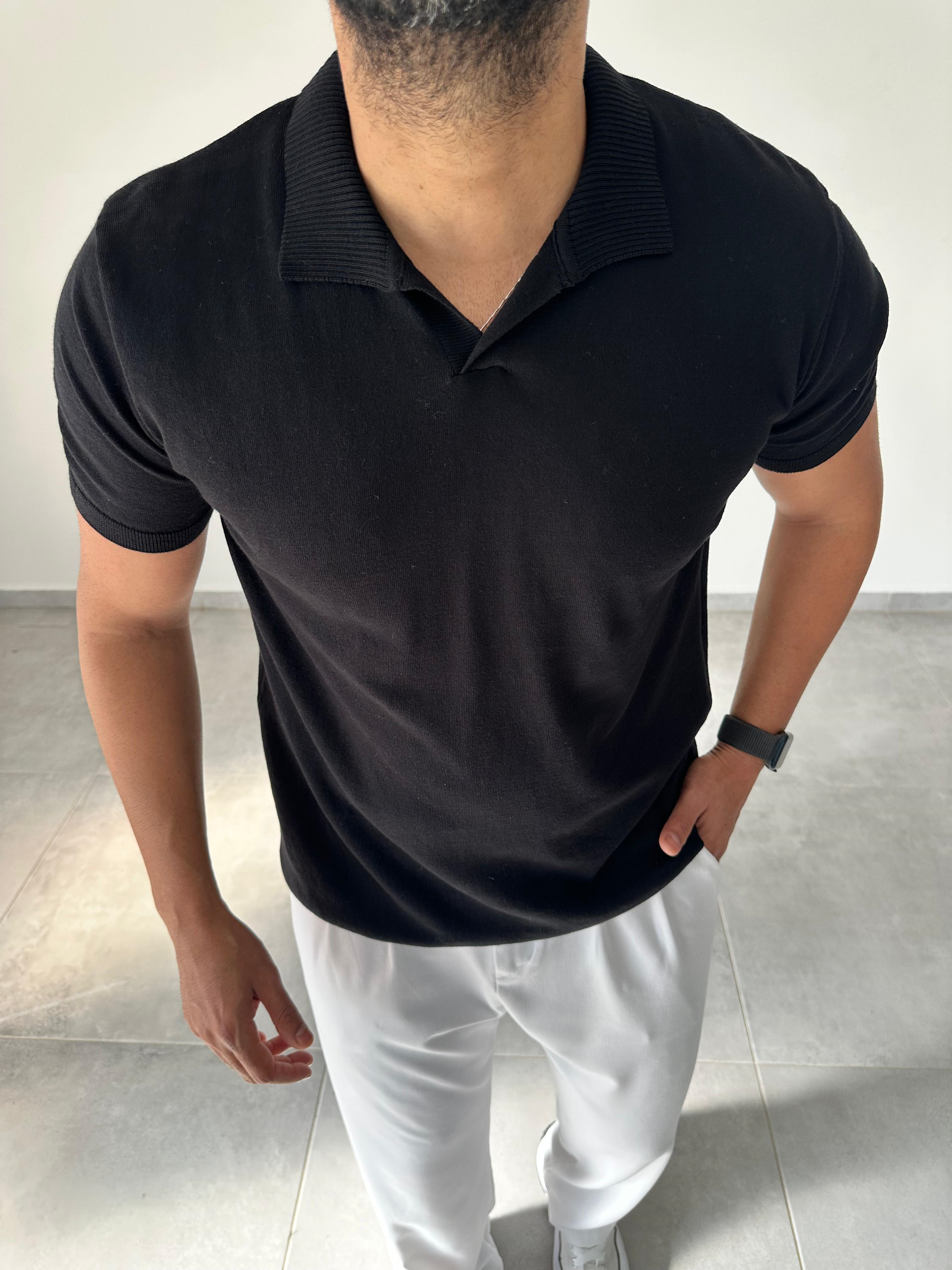 Polo Yaka Siyah Renk Triko T-Shirt