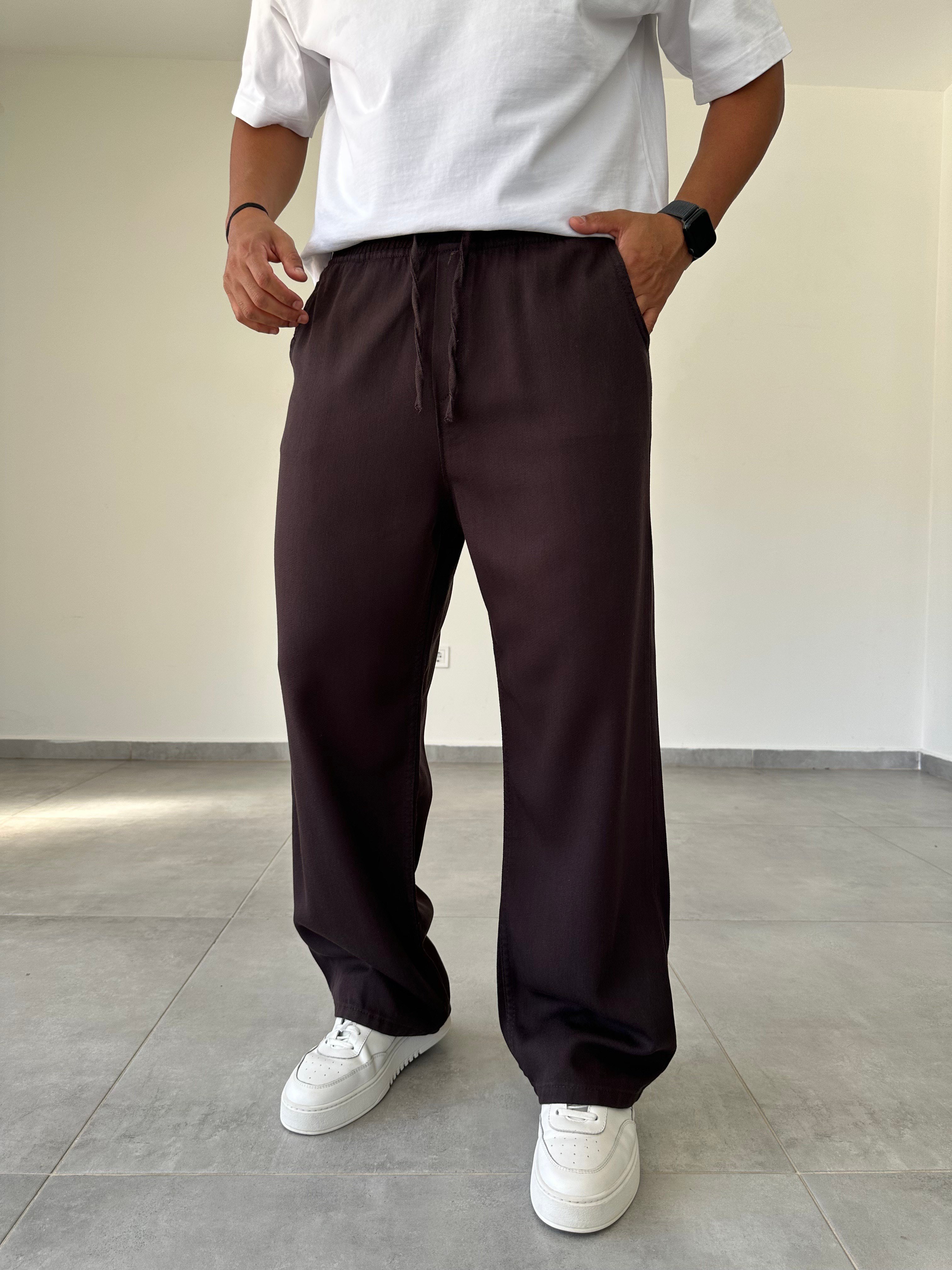 Kahve Renk Rahat Kesim Gabardin Baggy Pantolon