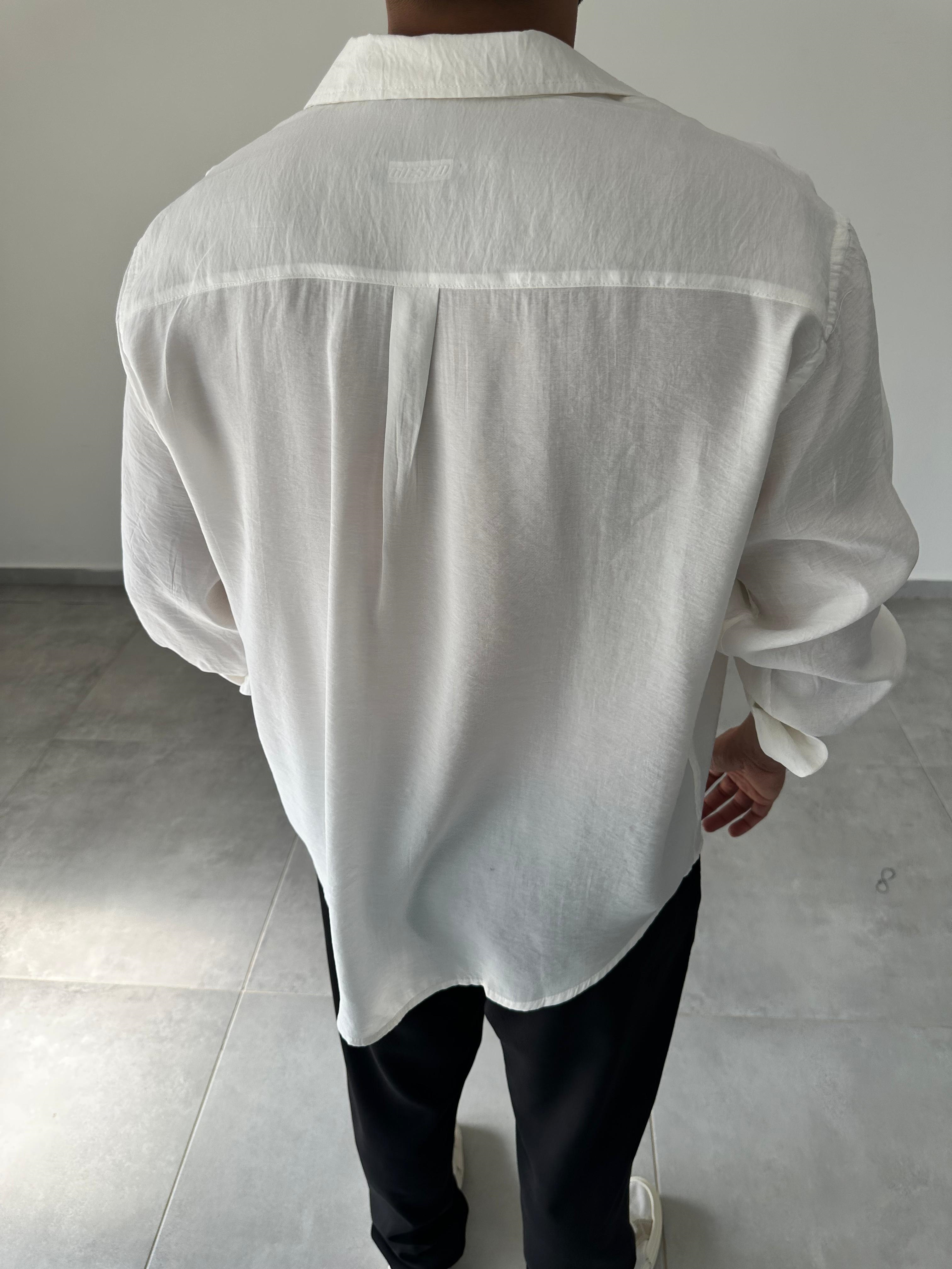 Beyaz Renk Modal Kumaş Oversize Kesim Basic Gömlek