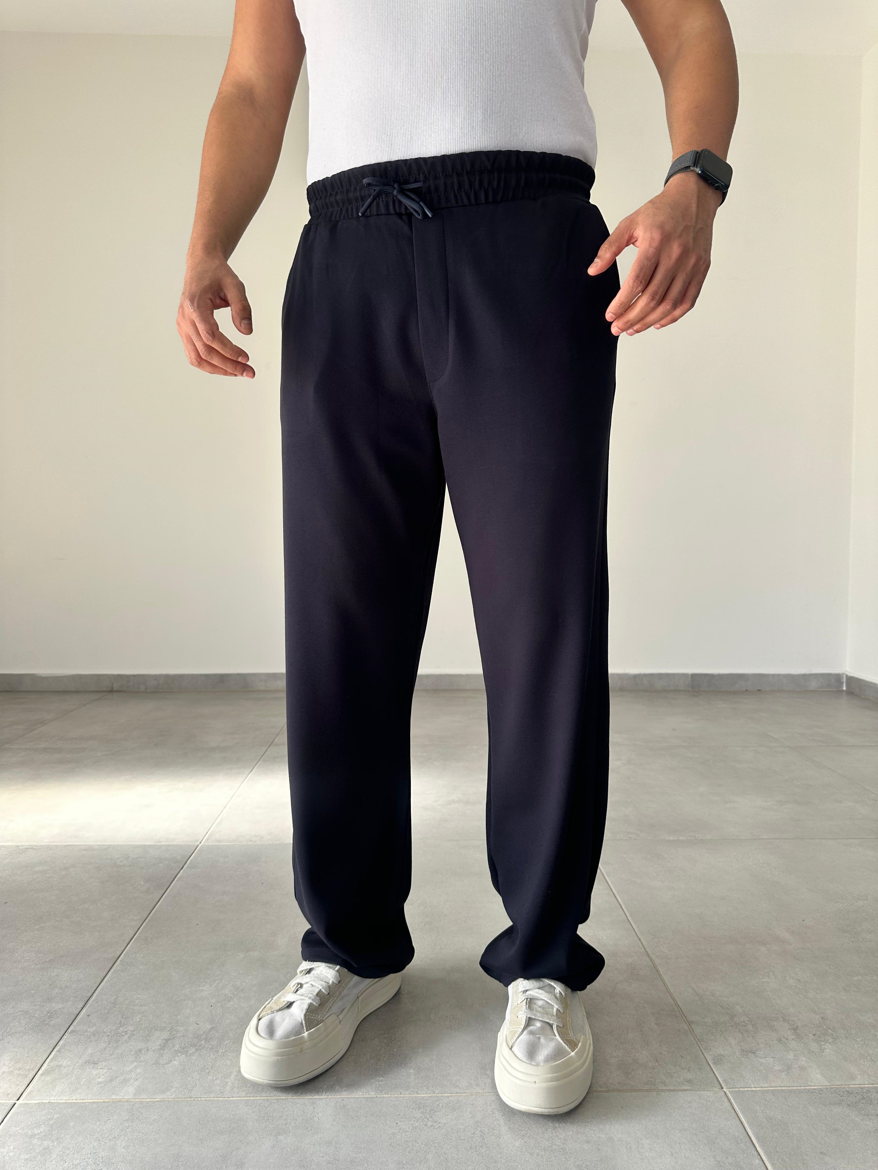 Lacivert Renk Örme Gabardin Baggy Pantolon