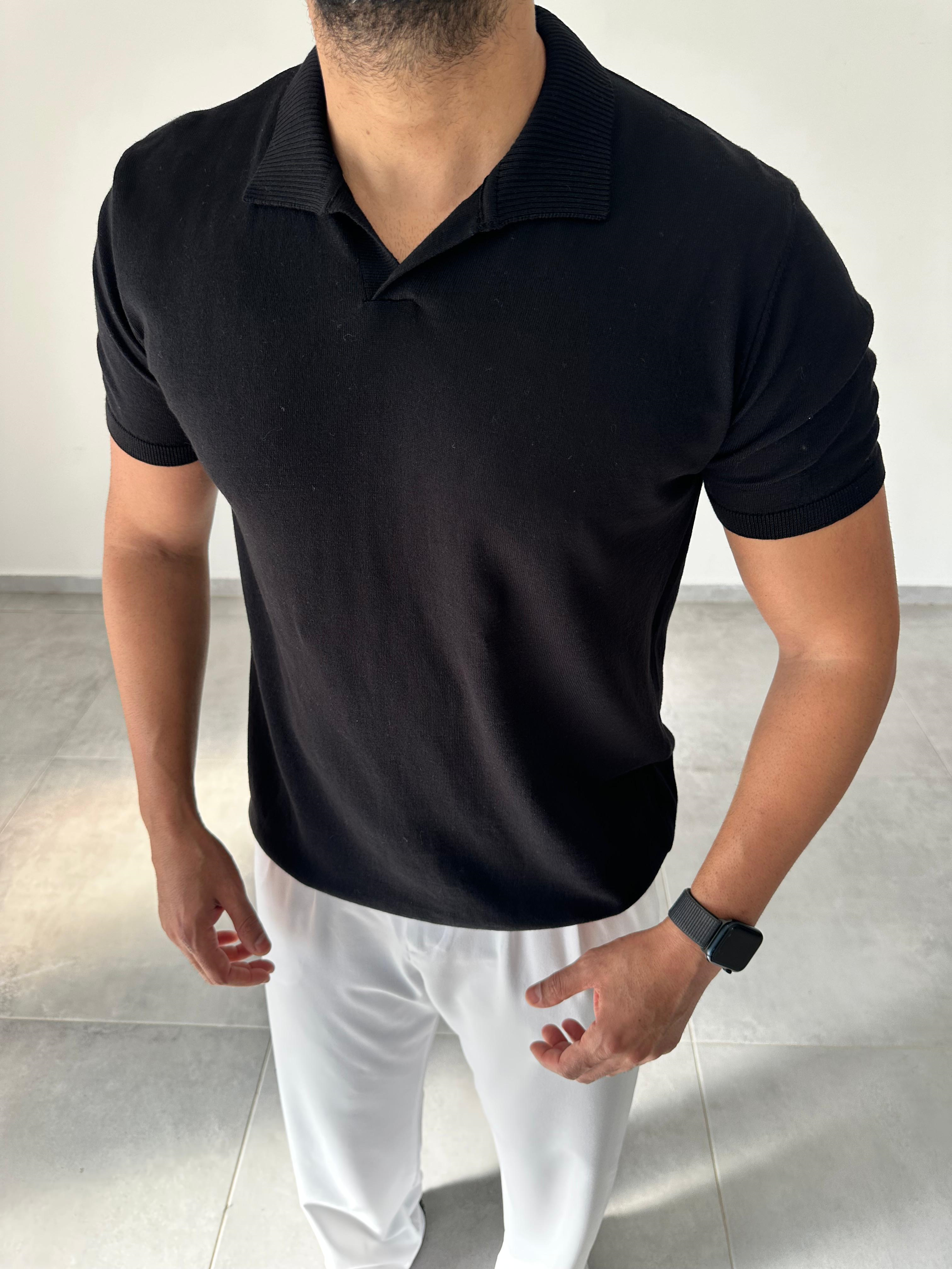Polo Yaka Siyah Renk Triko T-Shirt