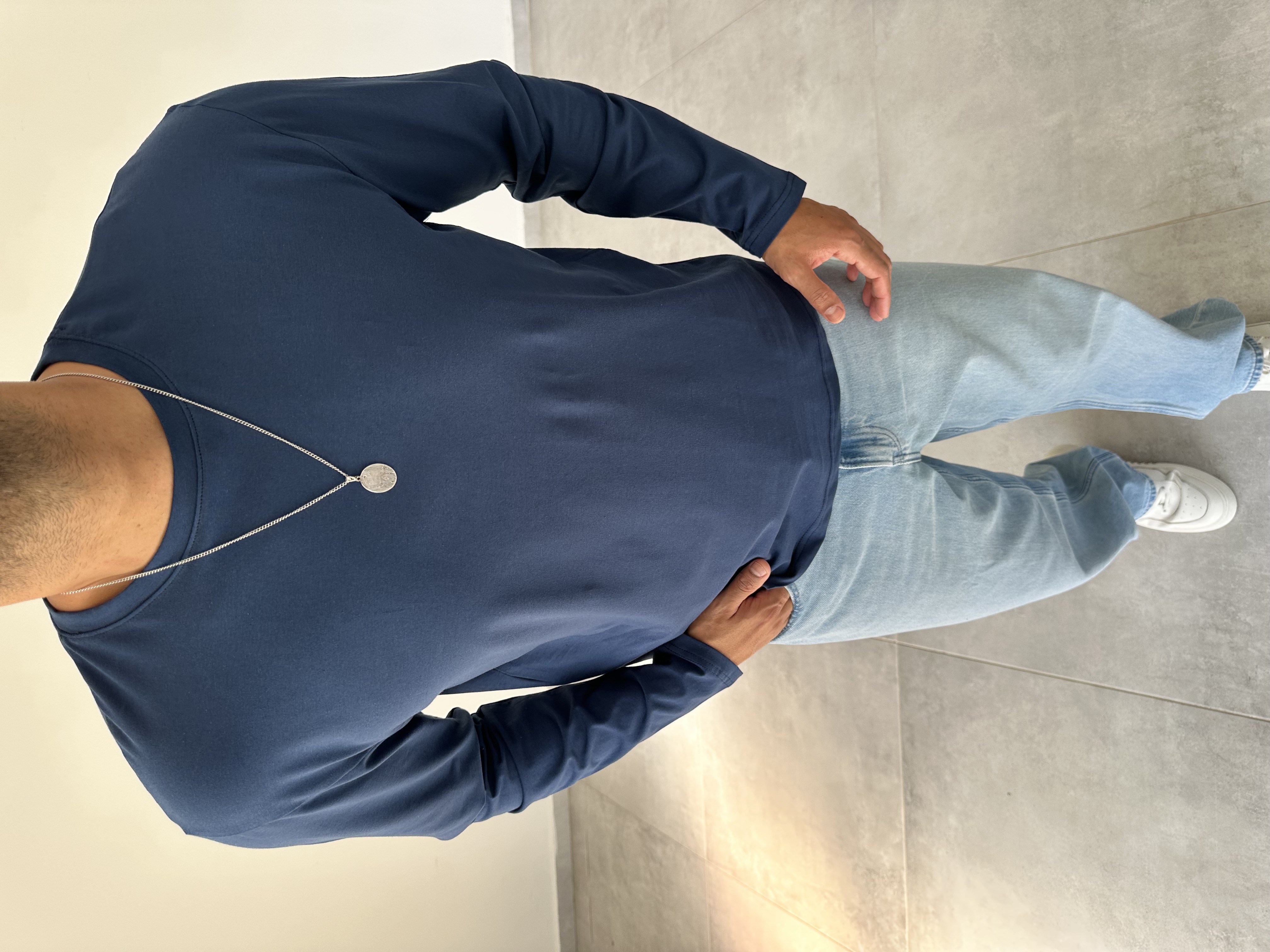 Lacivert Renk Rahat Kesim Yüksek Kalite Basic Sweatshirt