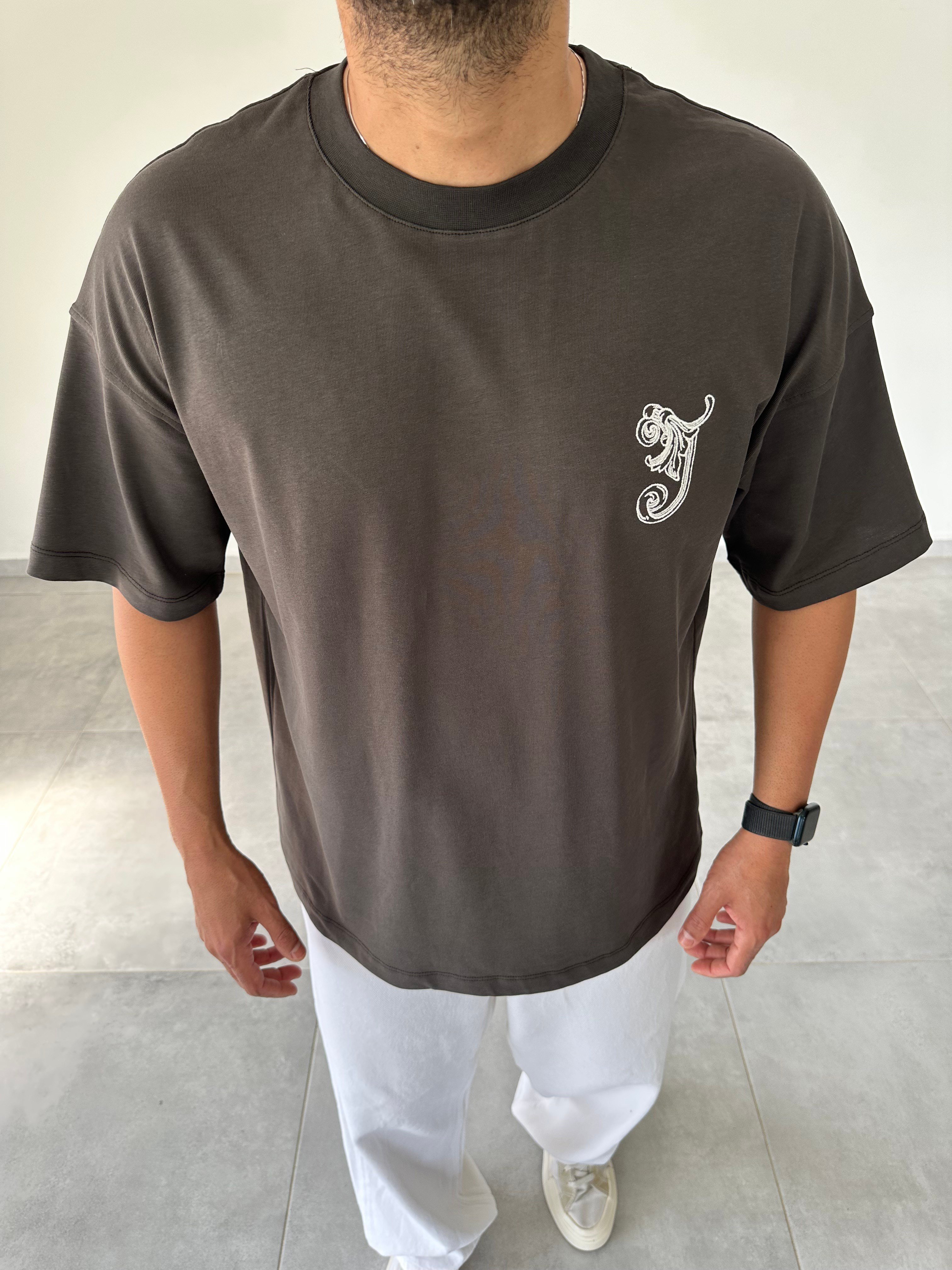Füme Renk  Made İn Heaven Nakış Ve Baskılı Oversize T-Shirt