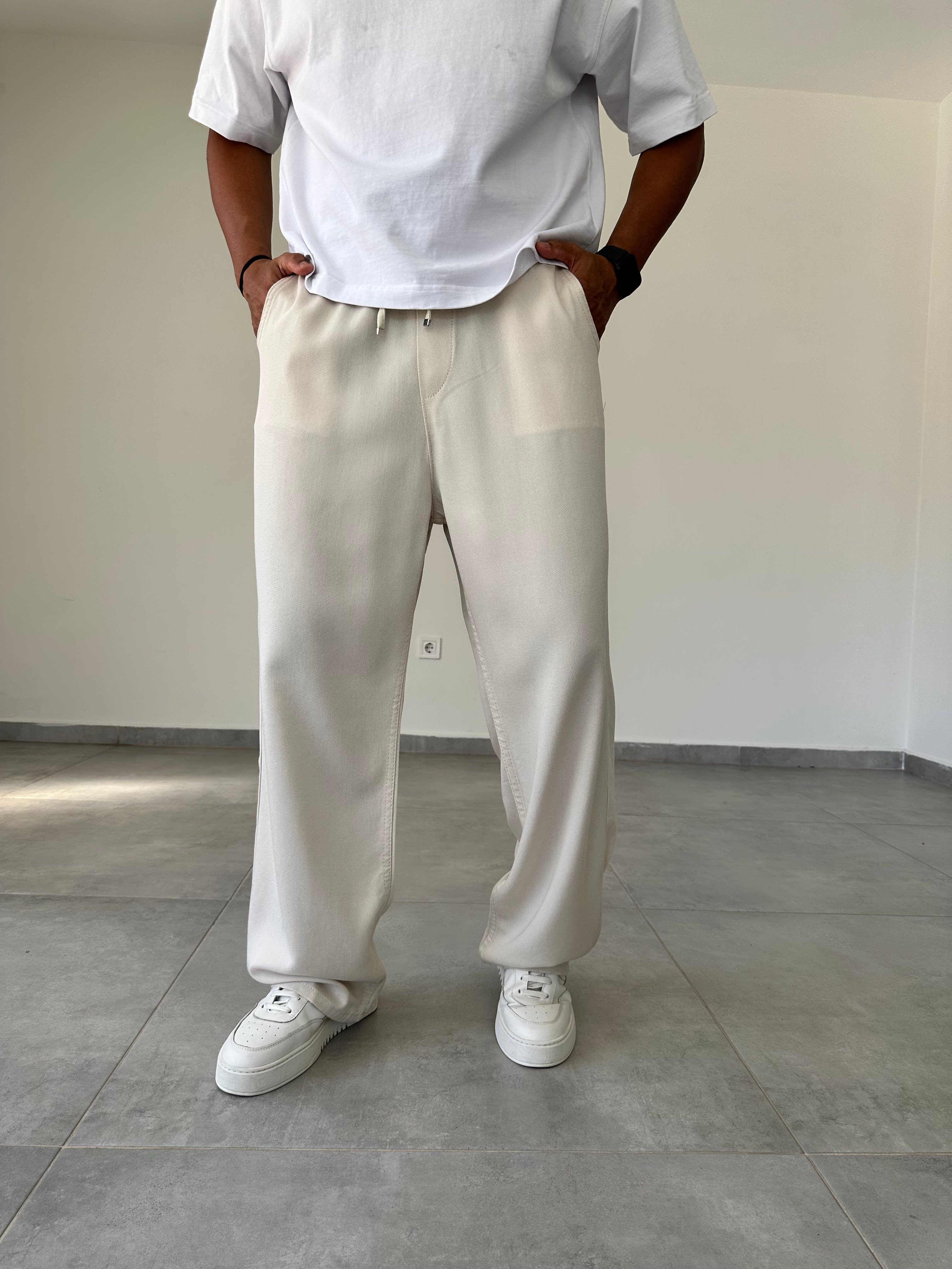 Bej Renk Rahat Kesim Gabardin Baggy Pantolon