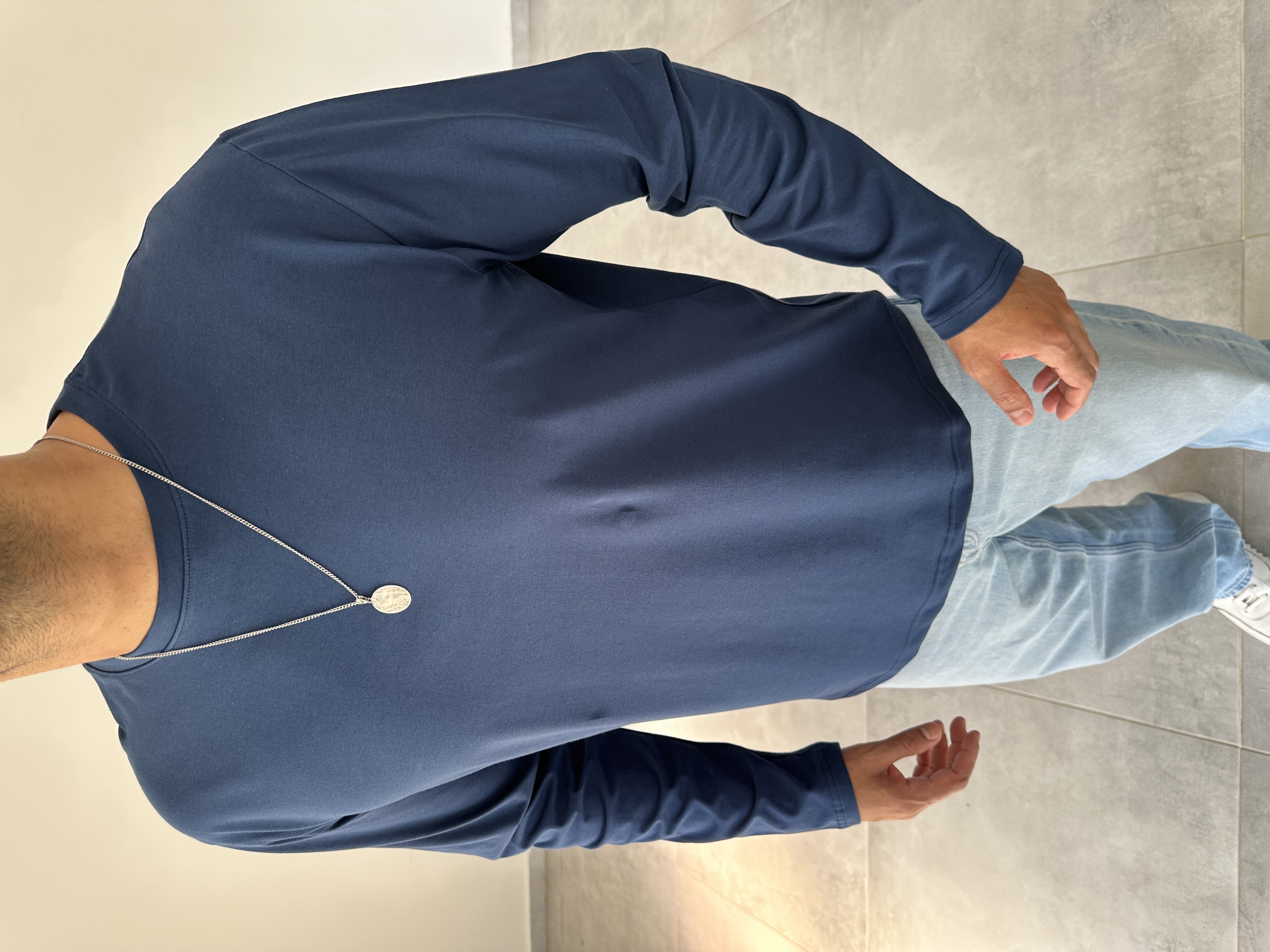 Lacivert Renk Rahat Kesim Yüksek Kalite Basic Sweatshirt